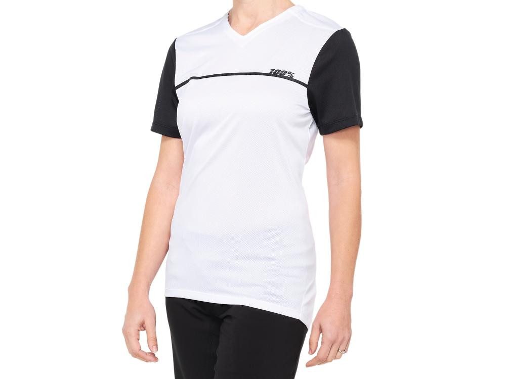 100% Bikerjacke 100% Ridecamp Womens Short Sleeve Jersey L white/black - atmungsaktive