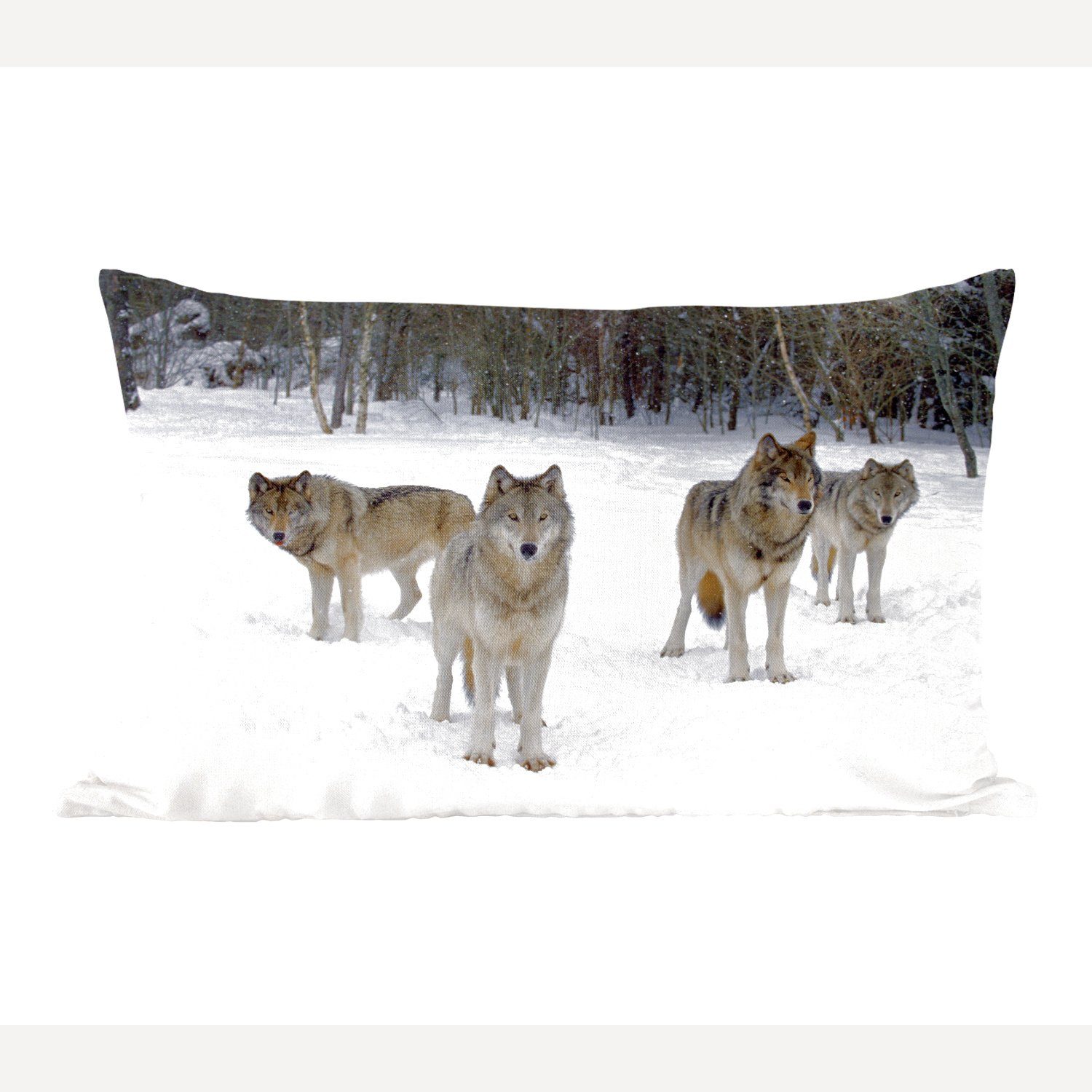 Wolf Schnee - mit - Dekokissen Dekoration, Schlafzimmer Wohzimmer Kanada, Dekokissen Füllung, MuchoWow Zierkissen,
