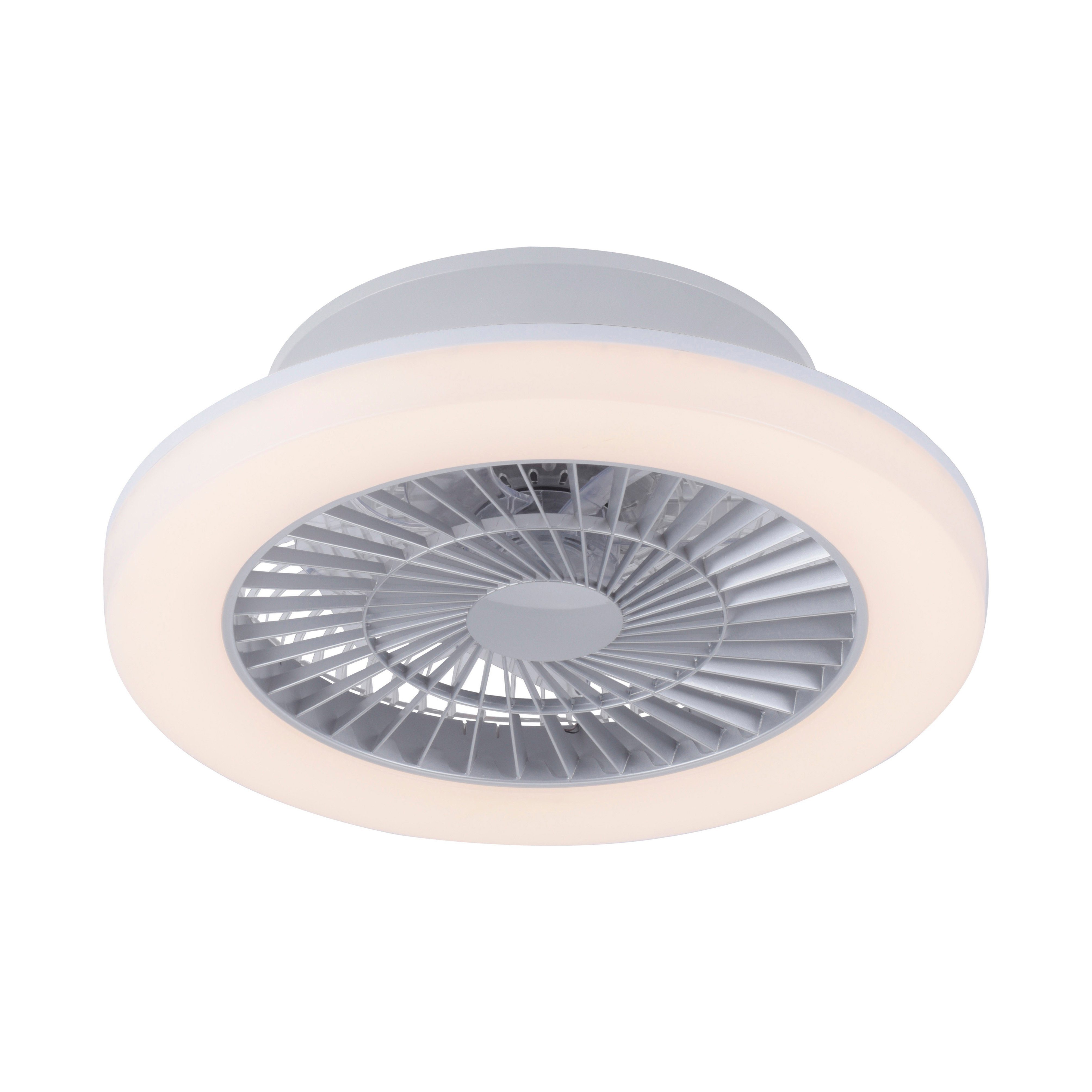 Leuchten Direkt LED LED Deckenleuchte Ventilatorfunktion, LEONARD, integriert, fest Warmweiß, Serienschalter Ventilatorfunktion