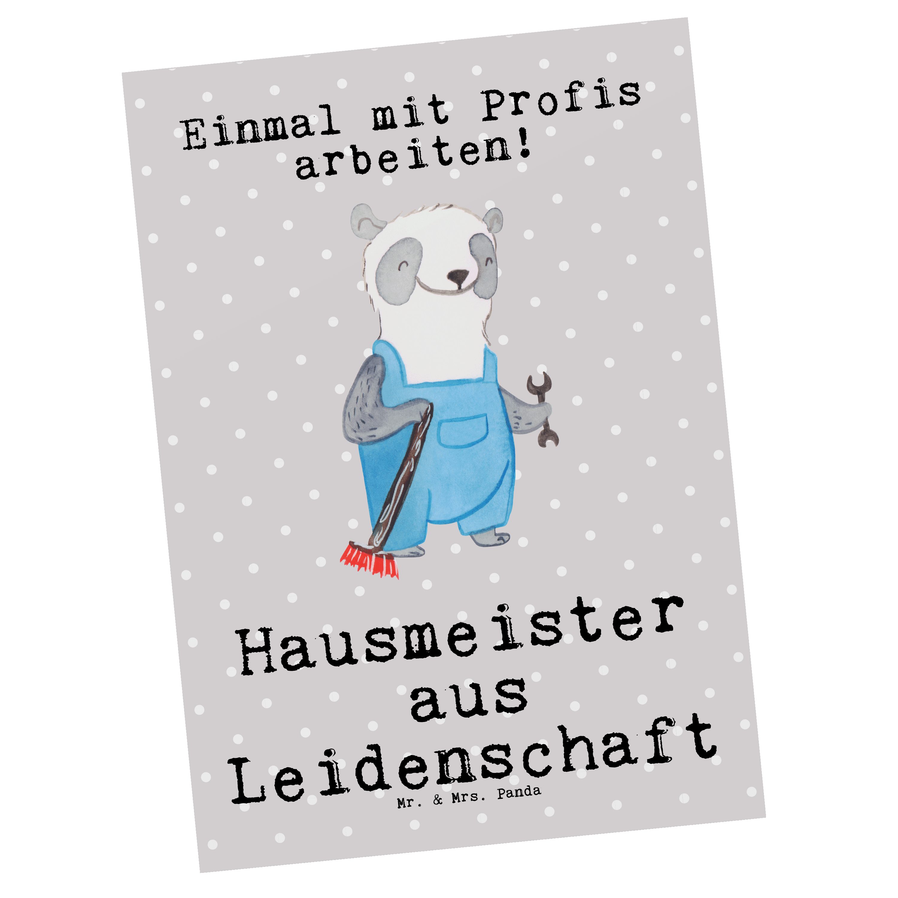 Leidenschaft Mr. Geschenk, Postkarte Grau Pastell Arbeit Rente, - - Panda & Mrs. aus Hausmeister