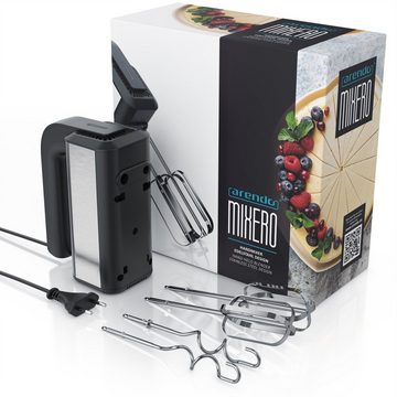 Arendo Handmixer, 350 W, Handrührgerät, 5 Geschwindigkeiten, inkl. 2 Rührbesen & 2 Knethaken