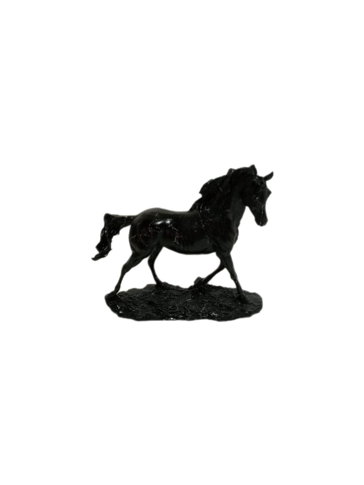 moebel17 Dekofigur Skulptur Pferd Schwarz Marmoroptik, Dekofigur aus Polyresin