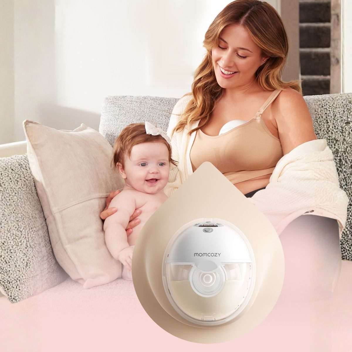 Momcozy Elektrische Milchpumpe M5 SMART Breast Pump Single Grey, 1-tlg. – Bild 4 von 5