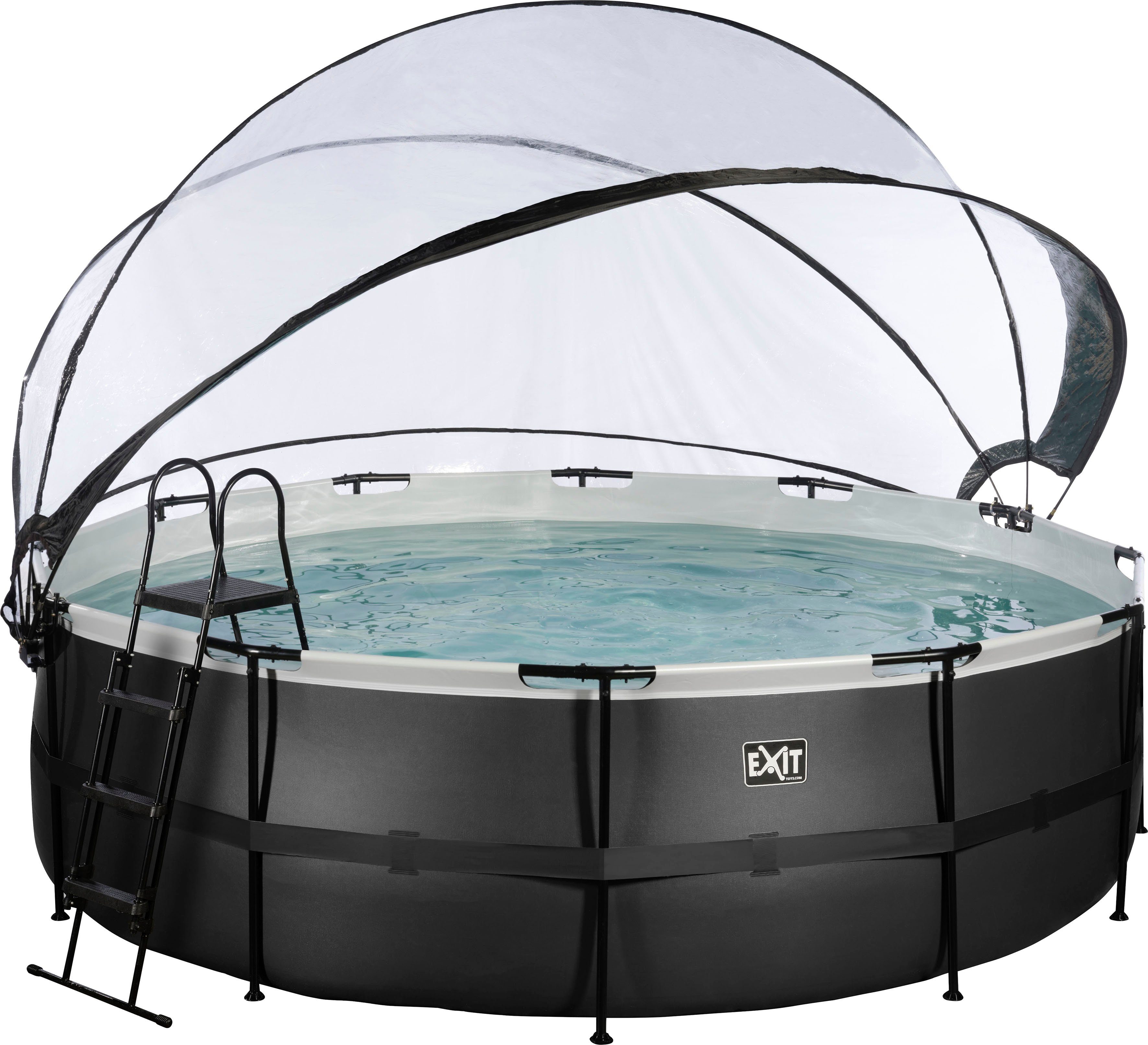 EXIT Framepool inkl. multifunktionaler Poolabdeckung und Sicherheitsleiter (Set, 4-tlg), ØxH: 450x122 cm, mit Sandfilteranlage
