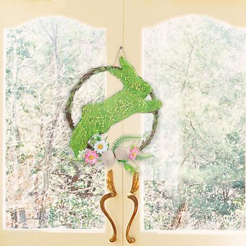 yozhiqu Osterkranz Osterkranz Ornament, hölzerne dekorative hängende Dekoration, Simulation Blume Kaninchen Tür hängen, rustikalen Stil Dekorationen