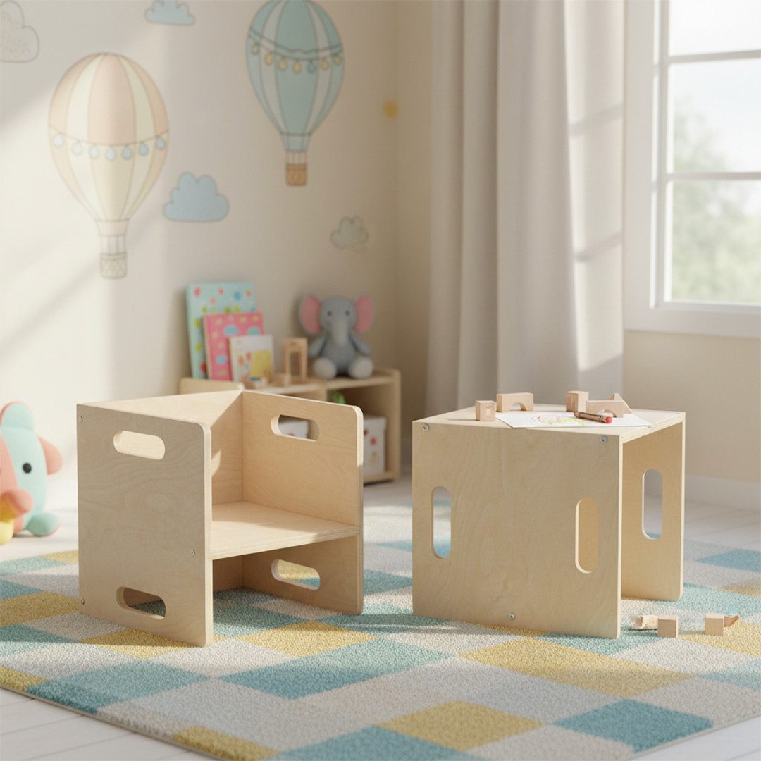 Bellabino Kindersitzgruppe Aki, 3 verschiedene Sitzhöhen, (2x Stuhl), natur günstig online kaufen