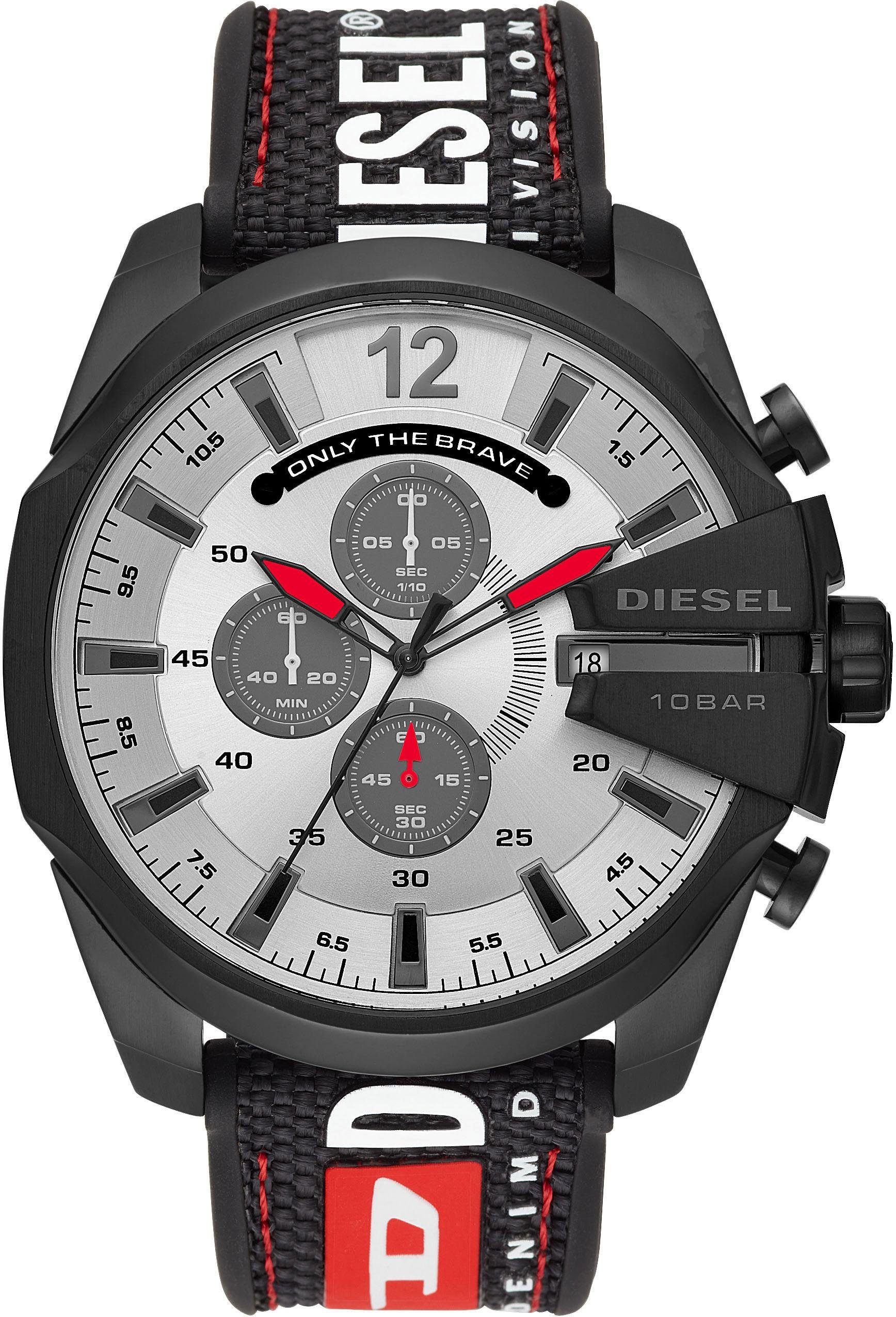 Diesel Chronograph MEGA CHIEF DZ4512, Quarzuhr, Armbanduhr, Herrenuhr, Datum, Stoppfunktion, Leuchtzeiger