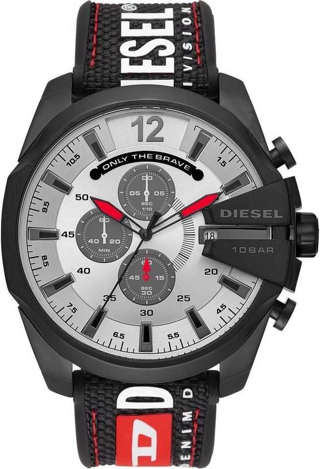 Diesel Chronograph MEGA CHIEF, DZ4512, Edelstahlgehäuse, schwarz IP  beschichtet, Ø ca. 51 mm