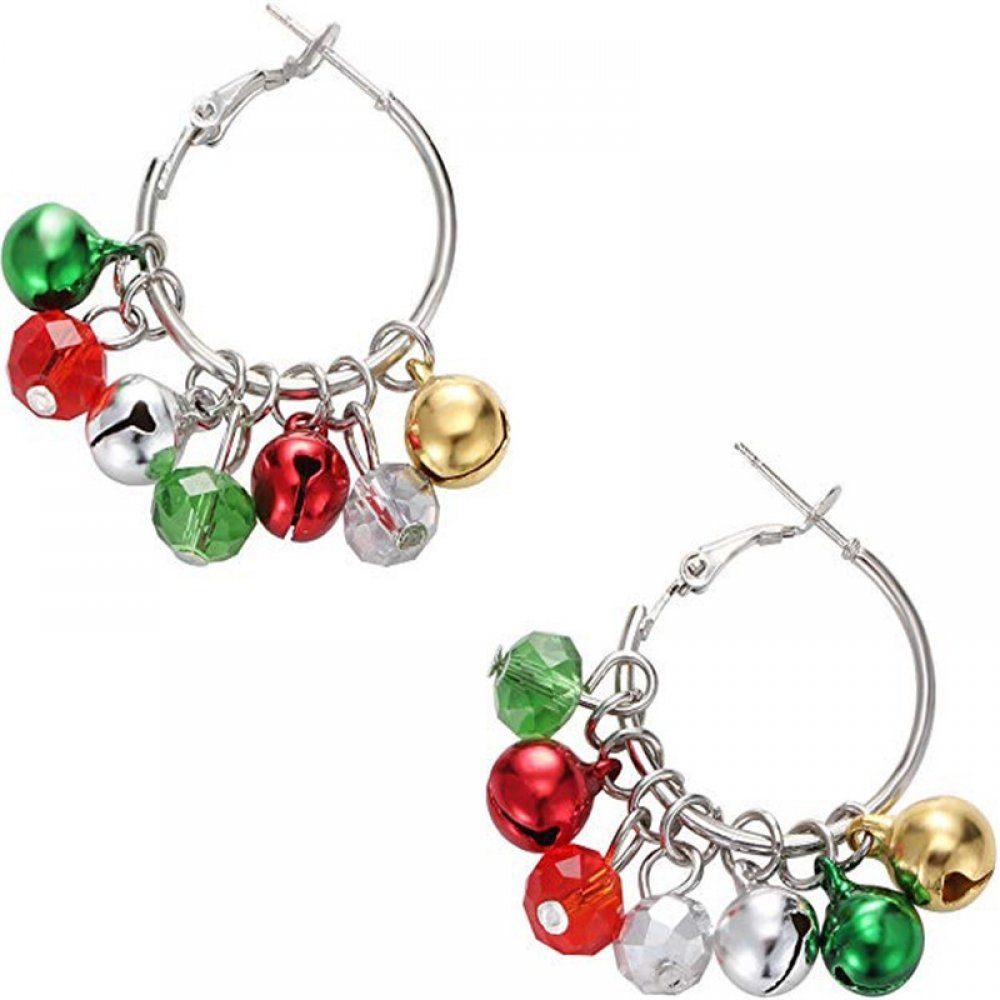 Glocken Bunte Ohrhänger Paar Weihnachten Invanter Ohrringe Damen-Legierungsschmuck (2-tlg),