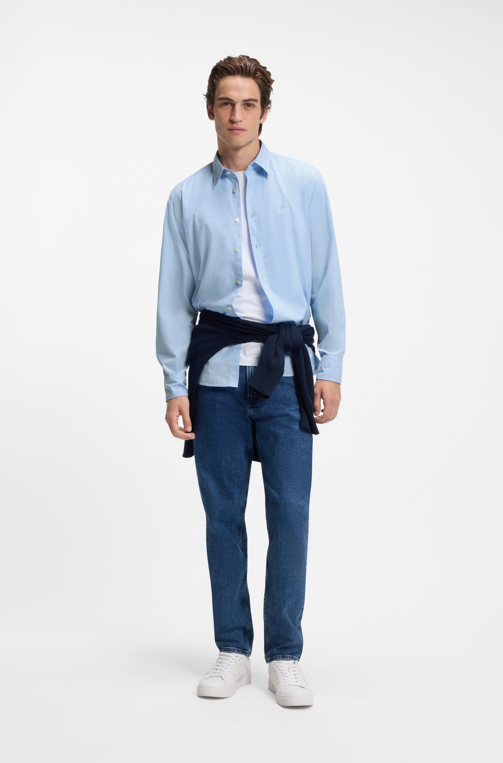 BOSS ORANGE Langarmhemd Relegant Regular Fit Baumwolle mit BOSS Stickerei und klassischem Kent Kragen