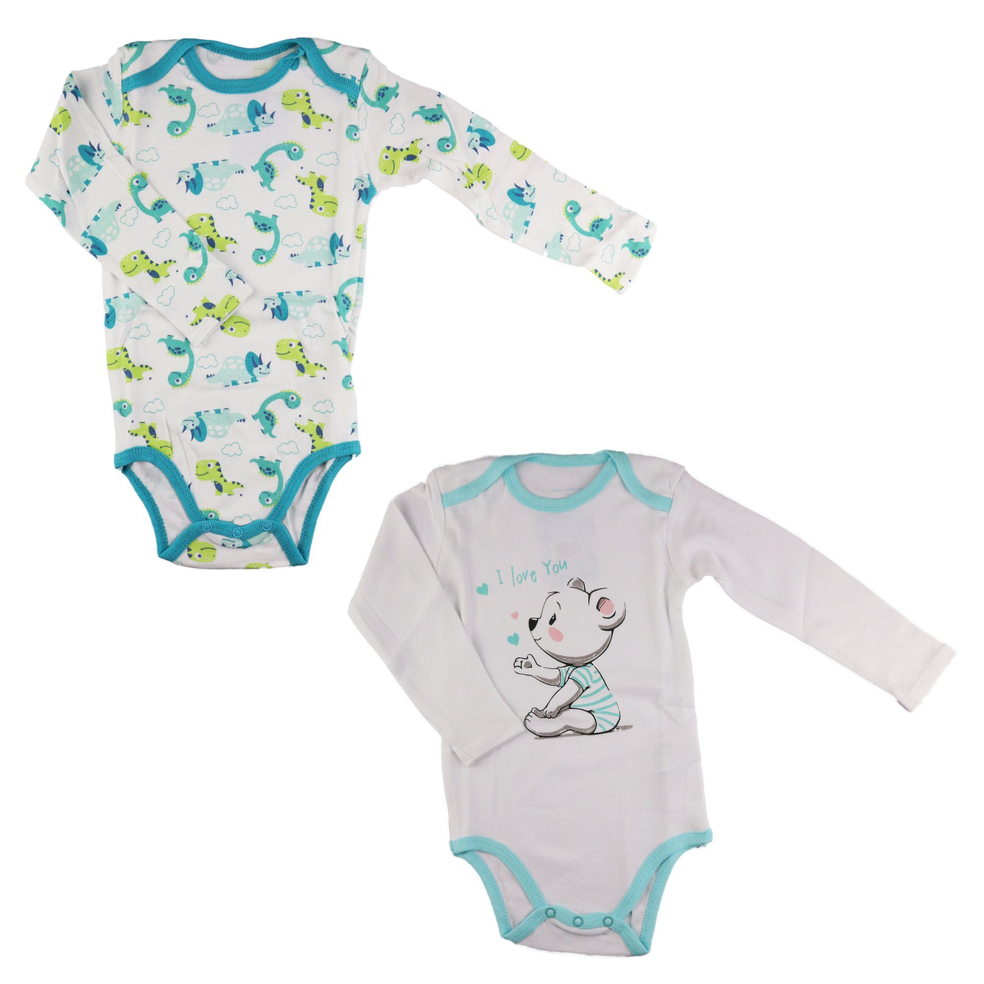 bis Langarmbody Bärchen Baby und 92, Gr. Jungen Dinos EplusM Pack 2er 68 Langarmbodys