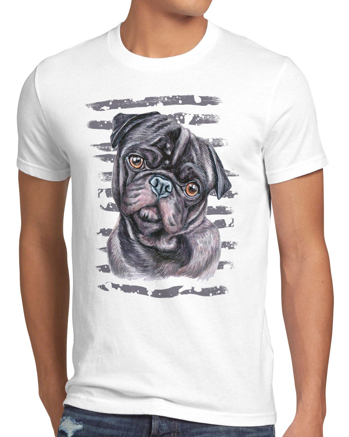 Print-Shirt T-Shirt Herren style3 züchter sommer hundeliebhaber Mops