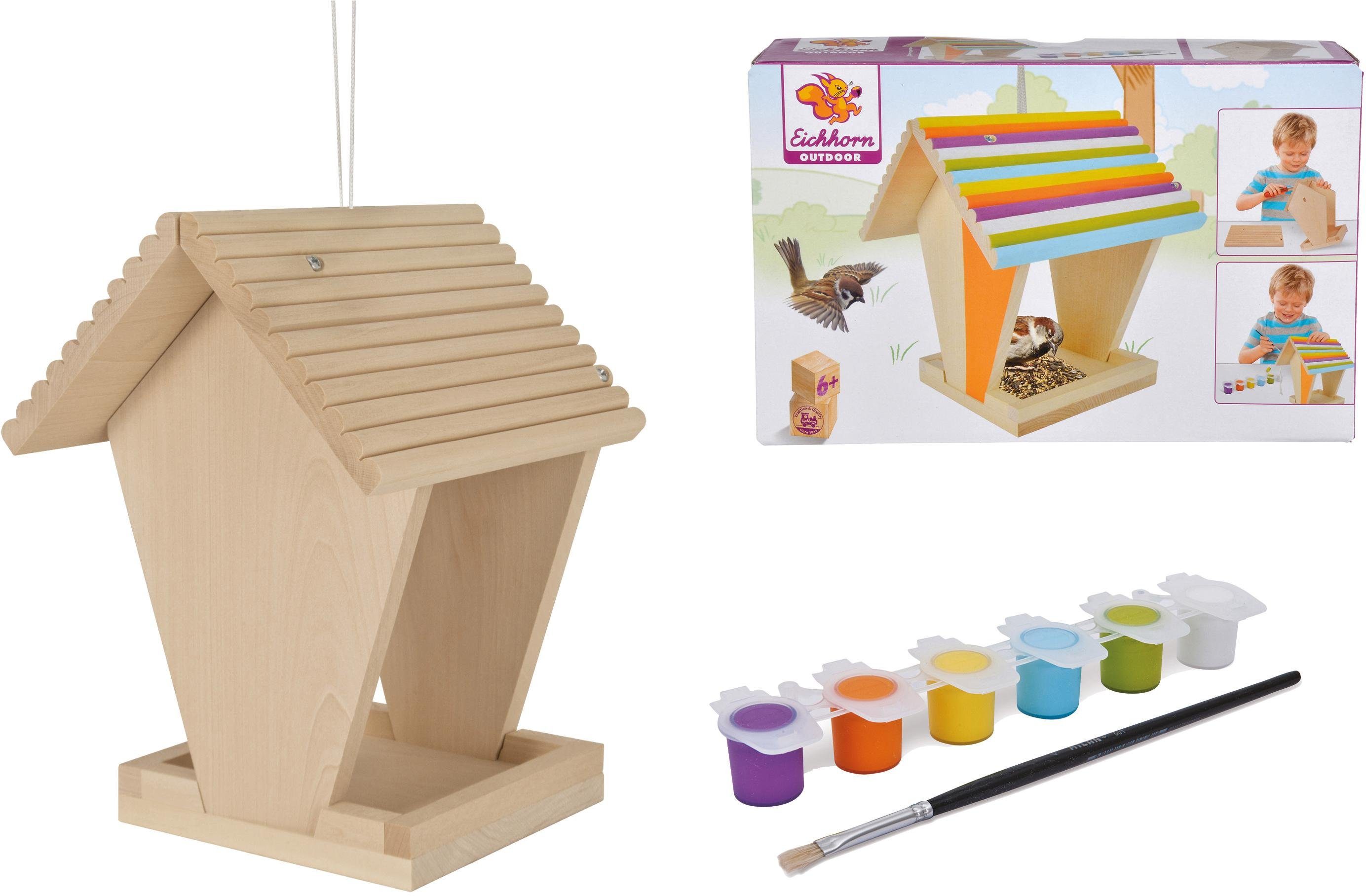 Eichhorn Kreativset Outdoor Futterhaus, (Set), Zum Zusammenbauen und Bemalen, Made in Europe