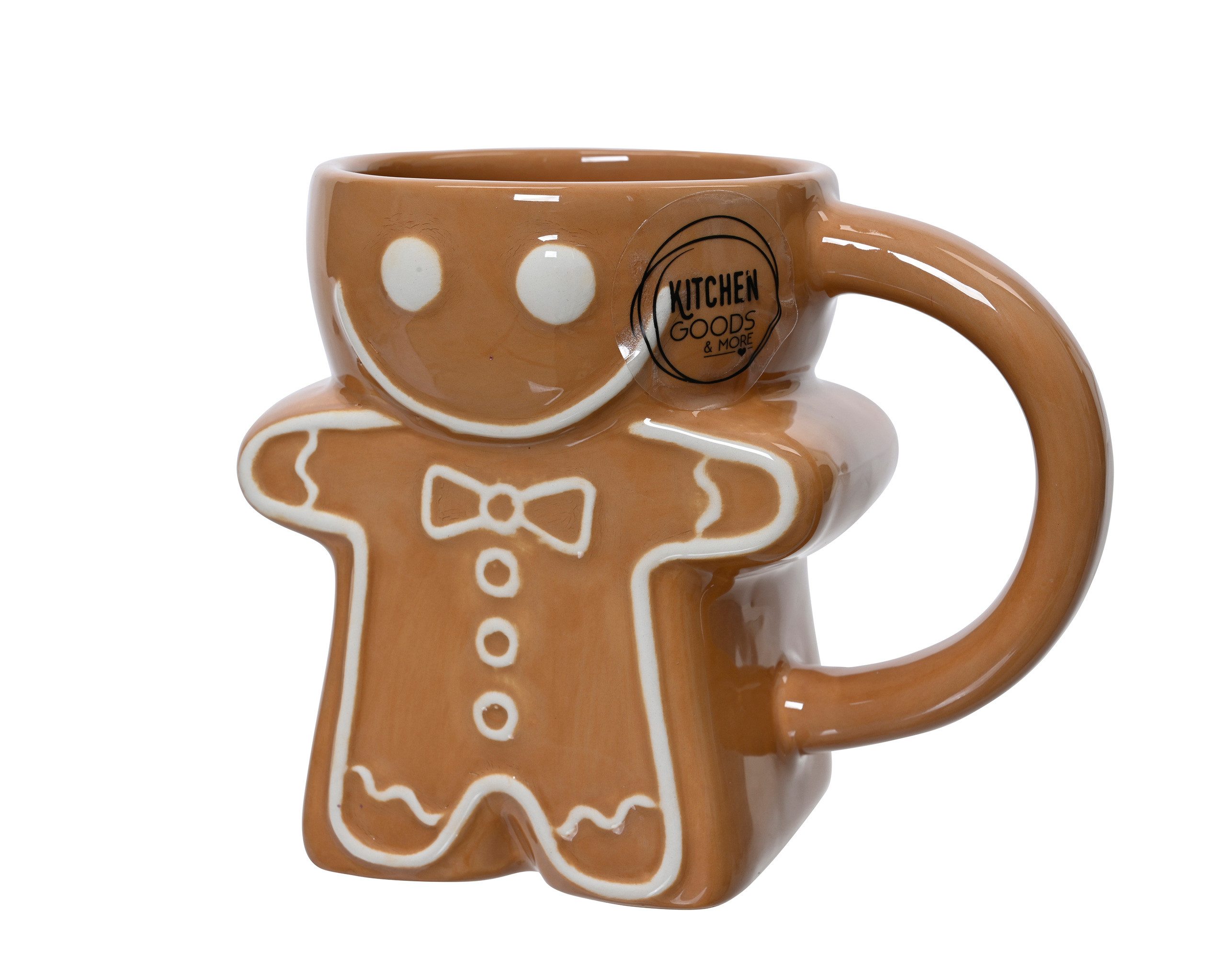 Kaemingk Tasse, Keramik, Tasse Keramik mit Griff 9,5cm Lebkuchenmann Braun