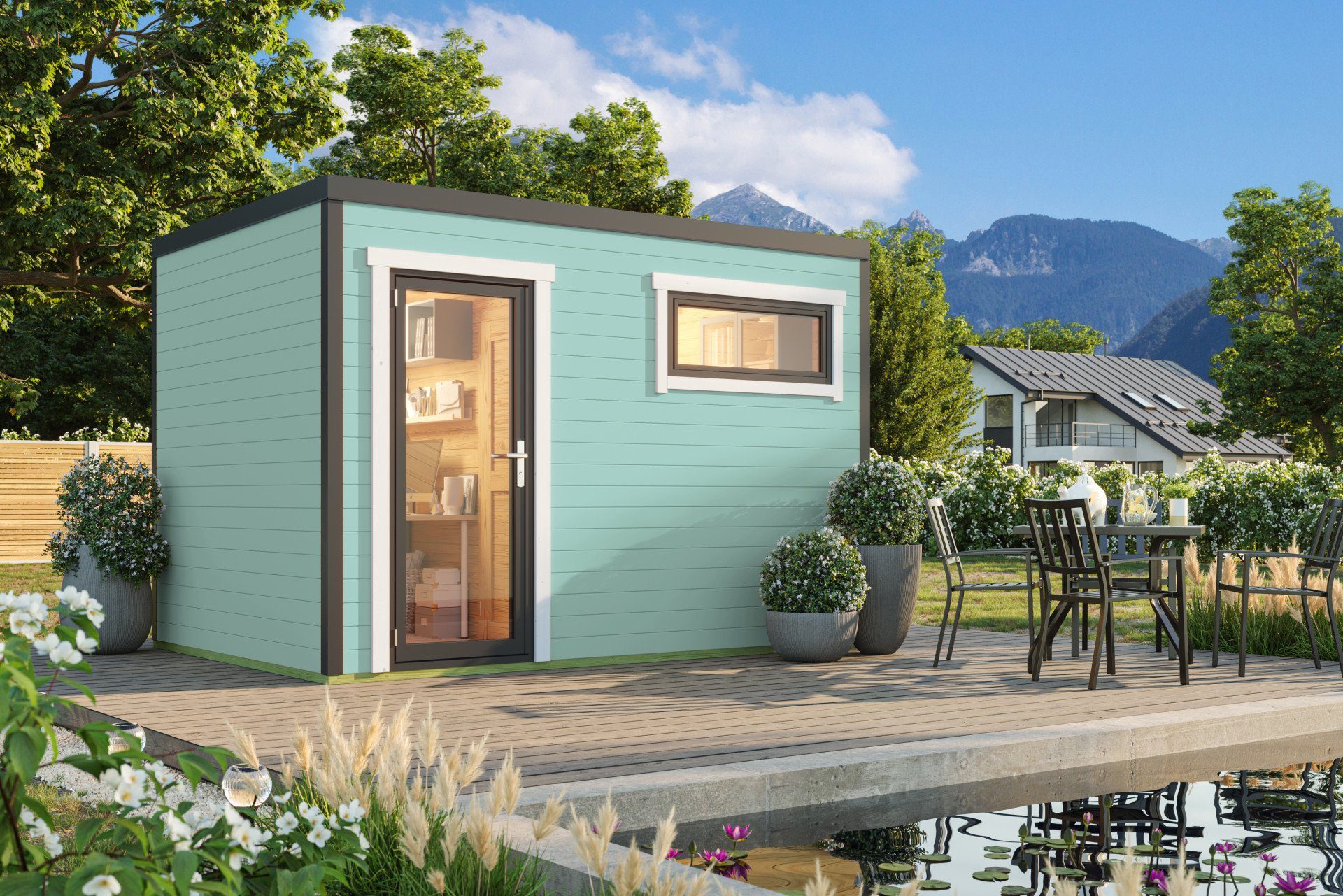 LASITA MAJA Gartenhaus Flachdach 4x3m Holz Sardinien 2, BxT: 350x250 cm, ohne Dacheindeckung