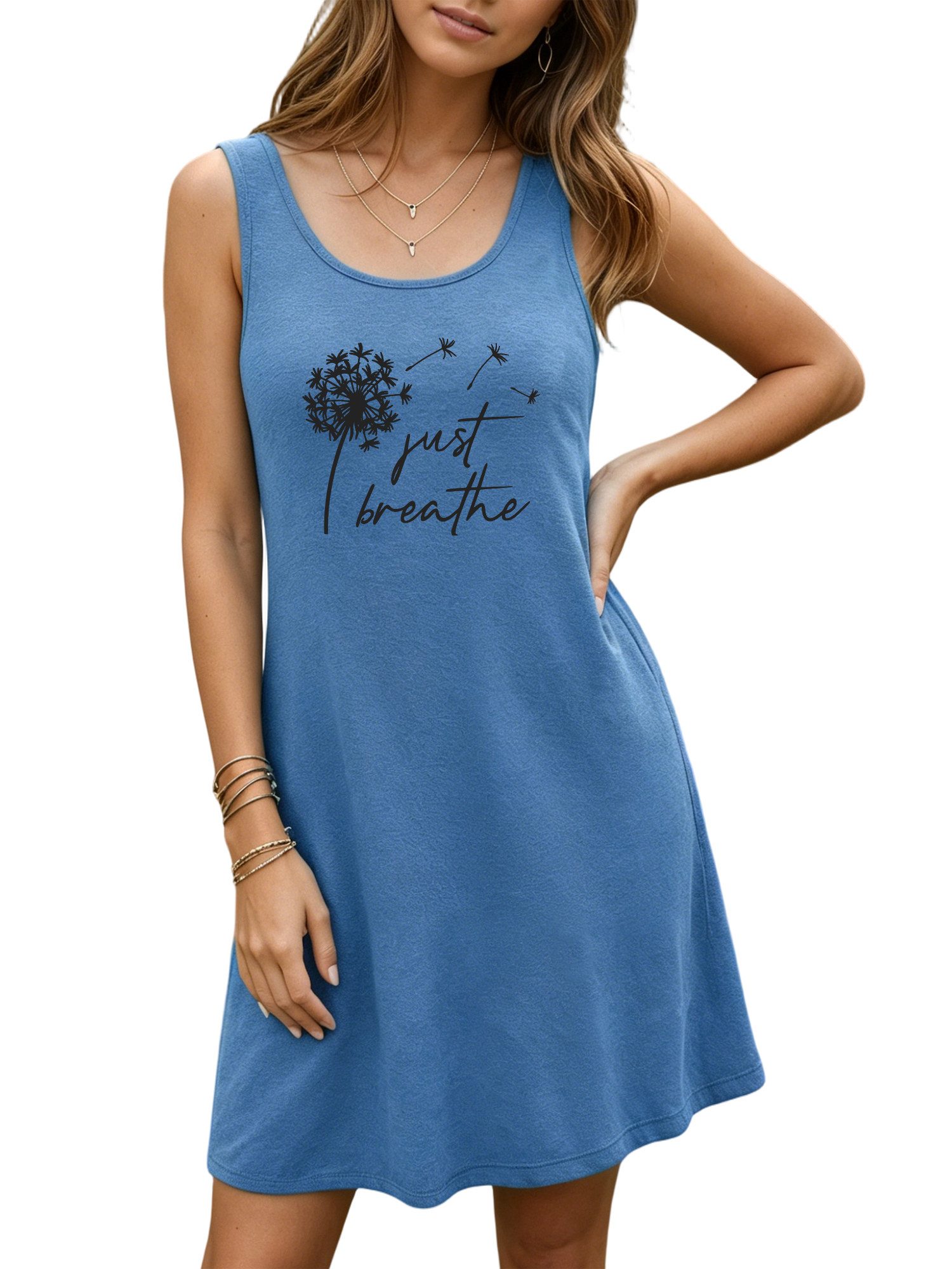 PYLIKE Strandkleid Damen ärmelloses T-Shirt Sommerkleid mit Print – Strand & Freizeit Bequem für Freizeit und Büro,Strandurlaub