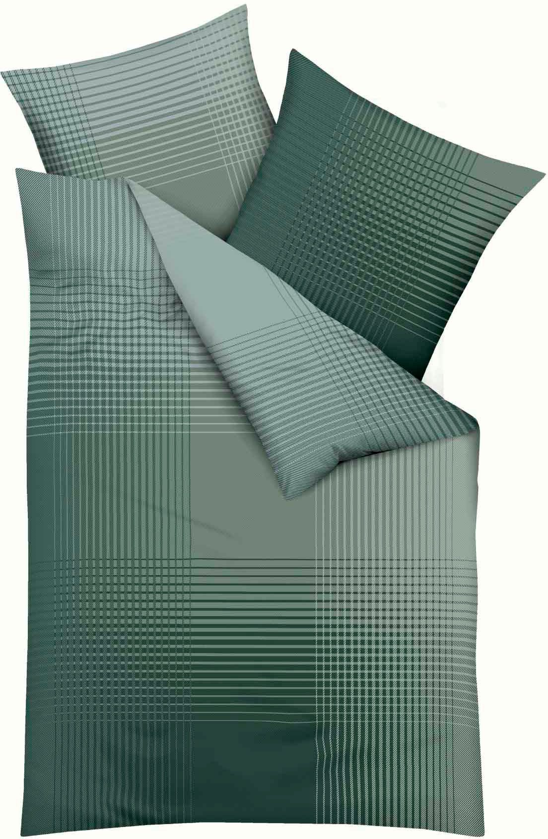 Kaeppel Bettwäsche MASTER 100% Baumwolle, Feinbiber, 2 teilig, mit Karomuster, Markenreißverschluss