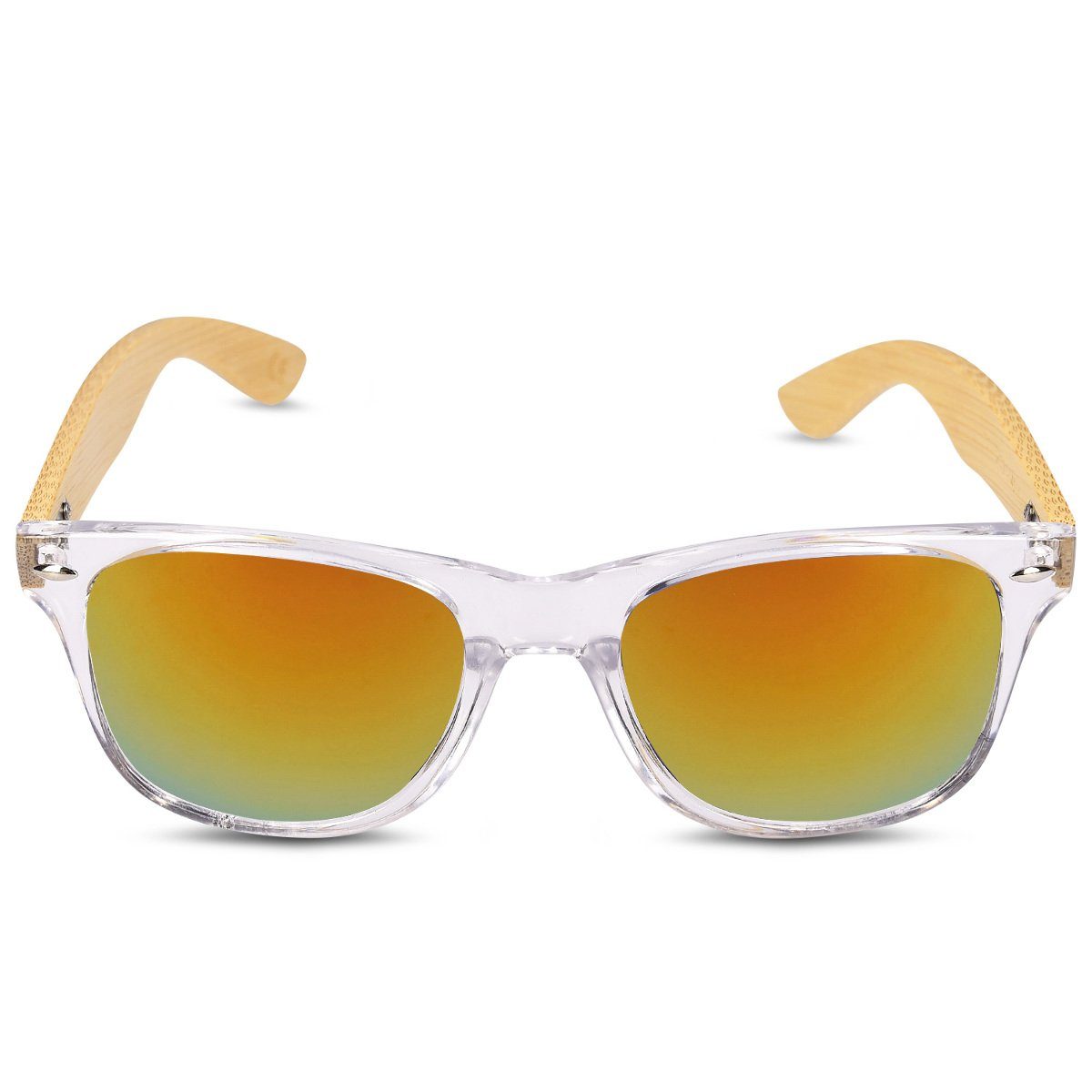 - Bügeln UV400 Holzbrille Navaris Transparent Bambus Sonnenbrille Etui mit Brille Unisex mit
