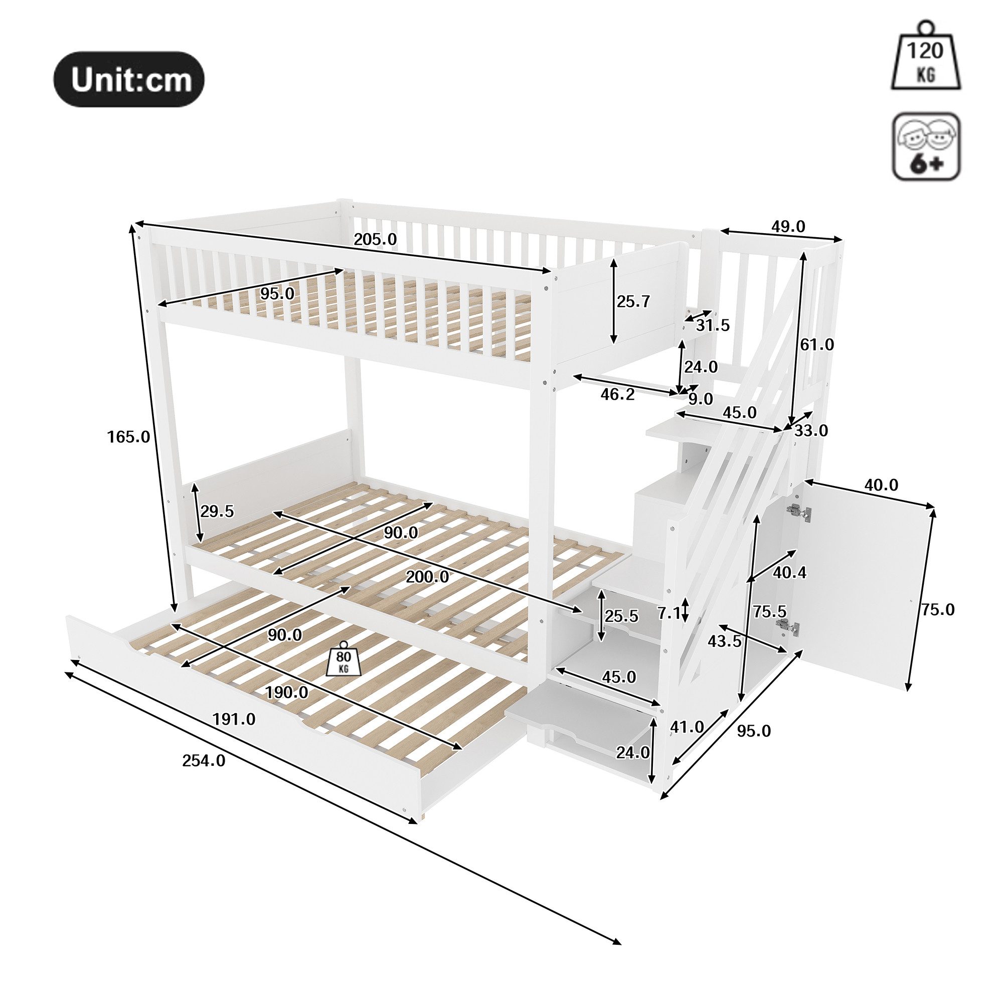 TavilaEcon Etagenbett mit Kleiderschrank & Stauraum, günstig online kaufen