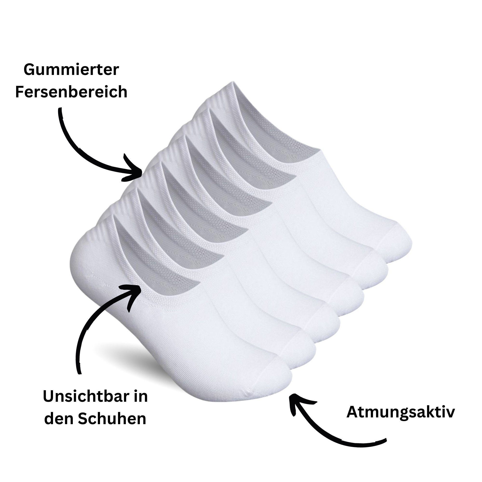 TEXEMP Füßlinge 6 - 18 Paar Invisible Sneaker Socken Damen & Herren Gekämmte Baumwolle (Packung, 18-Paar) Unsichtbar & Rutschfest in den Schuhen