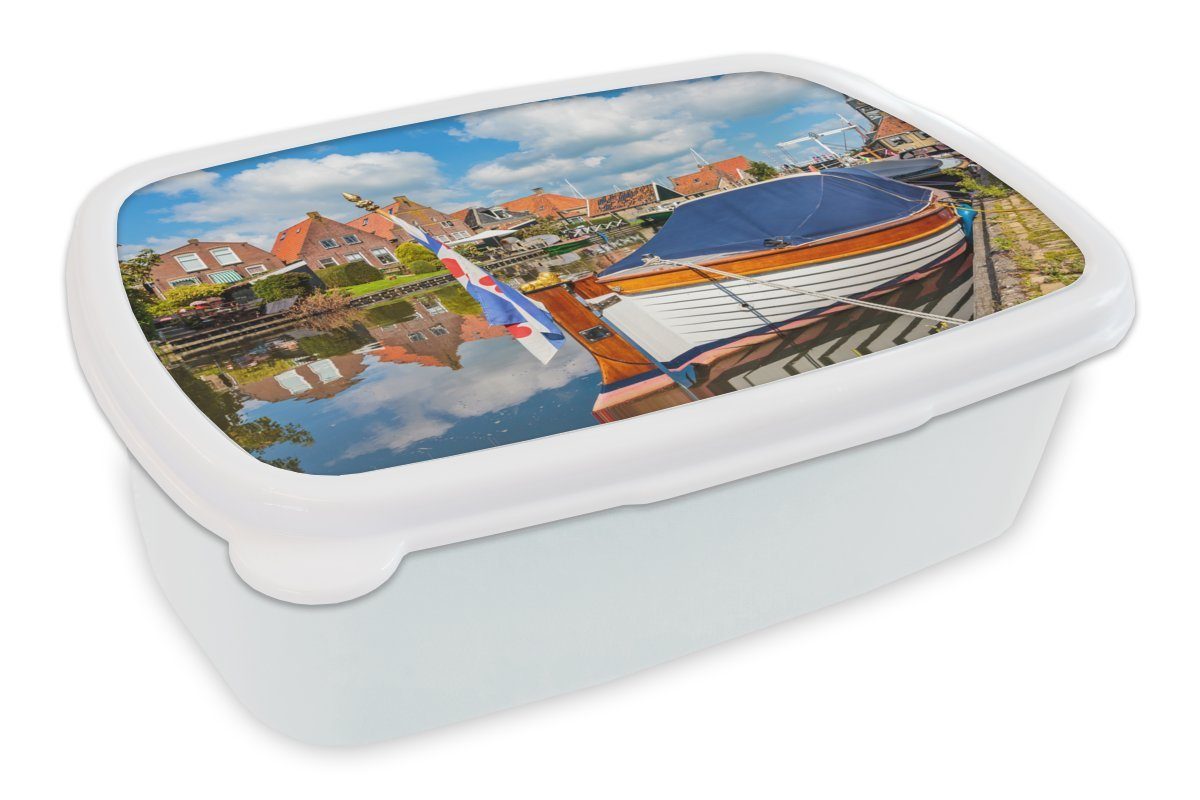 Brotdose, Kunststoff, - und Jungs MuchoWow weiß - für Erwachsene, Mädchen (2-tlg), Lunchbox und Friesland Schaluppe Kinder für Dorp, Brotbox