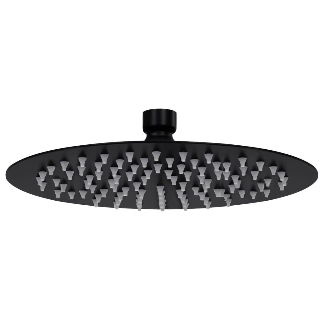 vidaXL Regenduschkopf Regenbrause Edelstahl 20 cm Rund Schwarz, (1-tlg)
