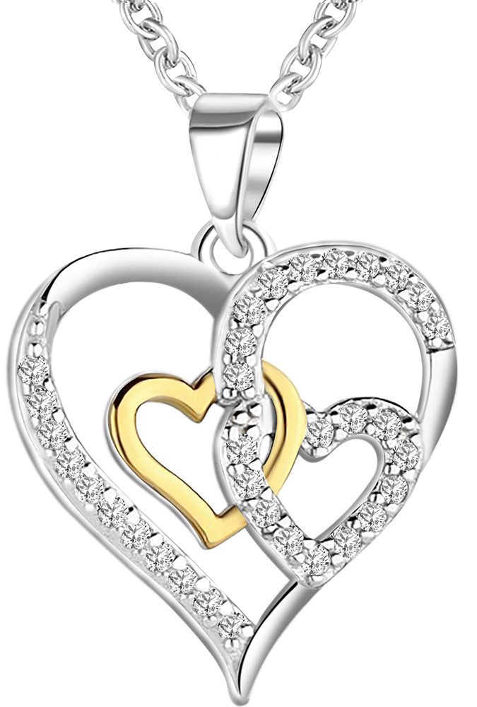 Limana Herzkette Herz Kette 925 Silber 18k Gold Halskette Anhänger Damen Fr günstig online kaufen