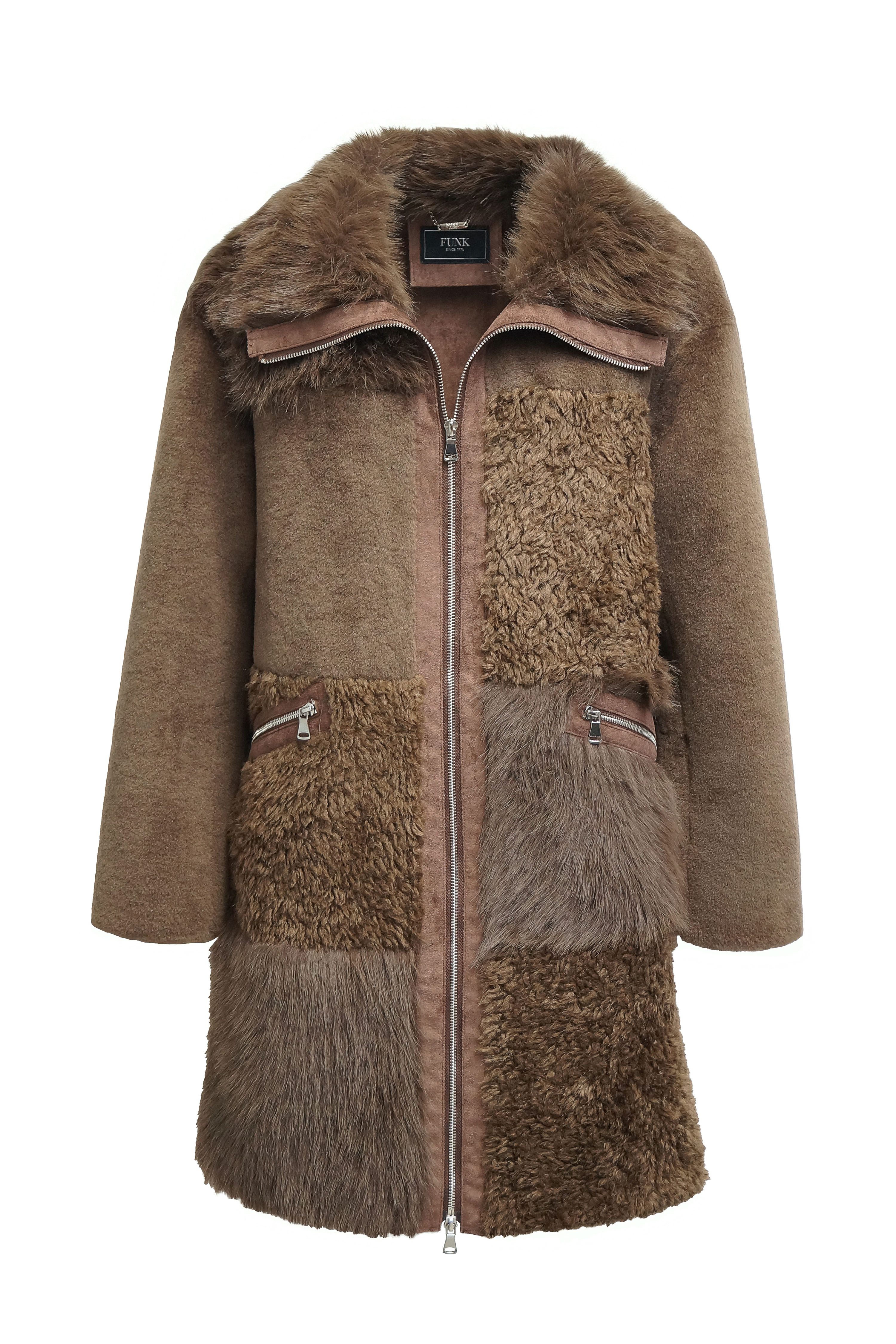 FUNK since 1776 Fellimitatmantel in Lammoptik im Webpelz Mix - mit Eyecatch günstig online kaufen