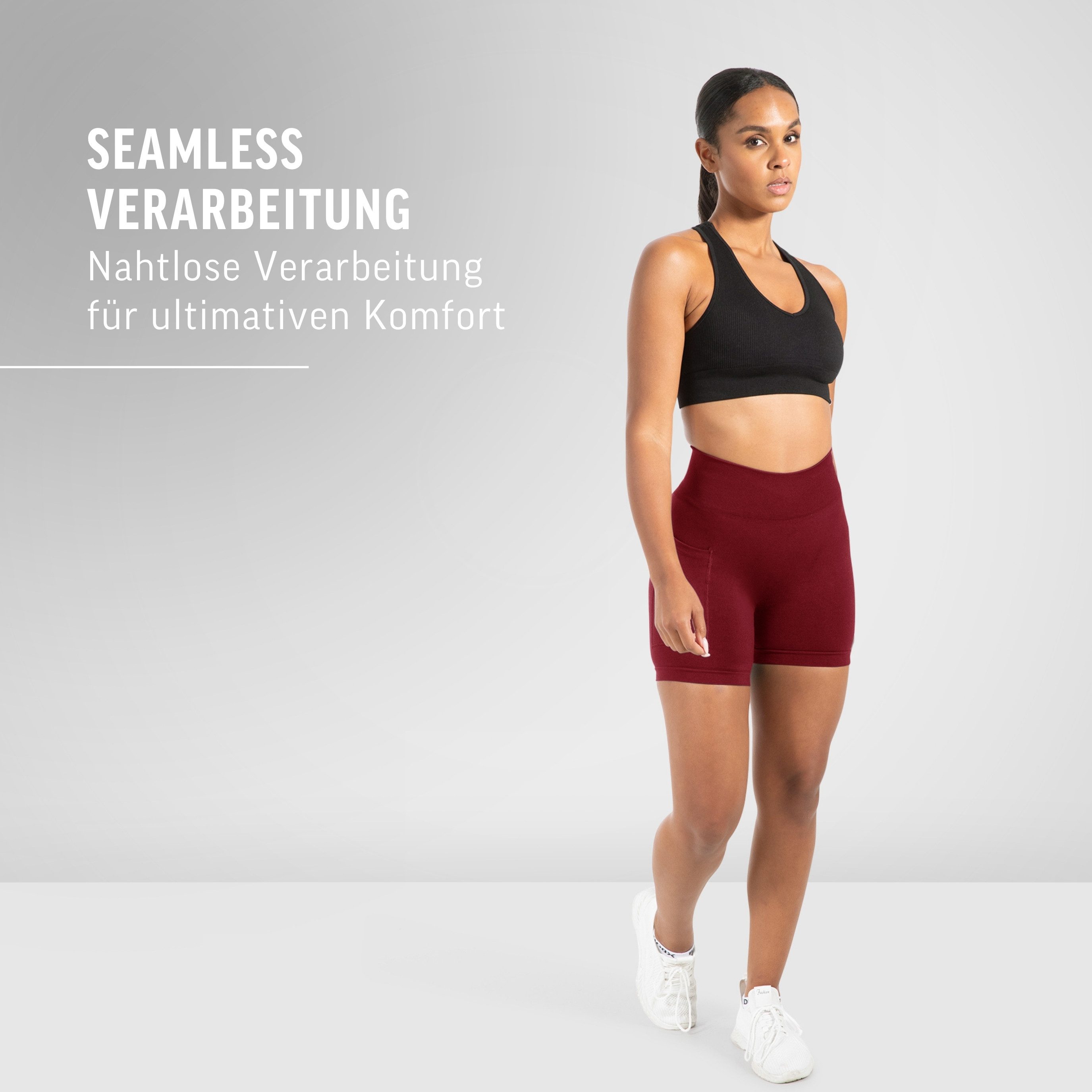 Smilodox Shorts Temmy, Kurze Sport Hose mit Pocket und Kontur, breiter Bund optimaler Halt, elastisch, figurbetonend, Gym Jogging Alltag