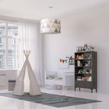 Paco Home Pendelleuchte Hugo Delta, ohne Leuchtmittel, Wohnzimmer Lampenschirm Modern Pendelleuchte Stoff E27 Dreieck Bunt