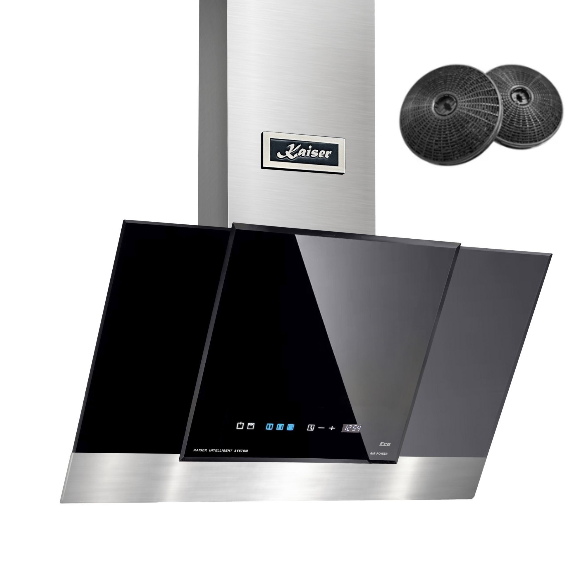 Kaiser Küchengeräte Kopffreihaube AT 6438 F. Dunstabzugshaube 60 cm, 910 m³/h, TouchControl Serie GRAND CHEF AT 6438 F. Dunstabzugshaube 60 cm, 910 m³/h, TouchControl, Air Power Motor, Randabsaugung, FullTouch, Aktivkohlefilter inkl.