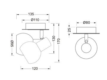 meineWunschleuchte LED Wandstrahler, Dimmfunktion, LED wechselbar, Warmweiß, innen, klein-e Wandleuchte Treppenhaus Lampenschirm-e Glas, Höhe 17cm