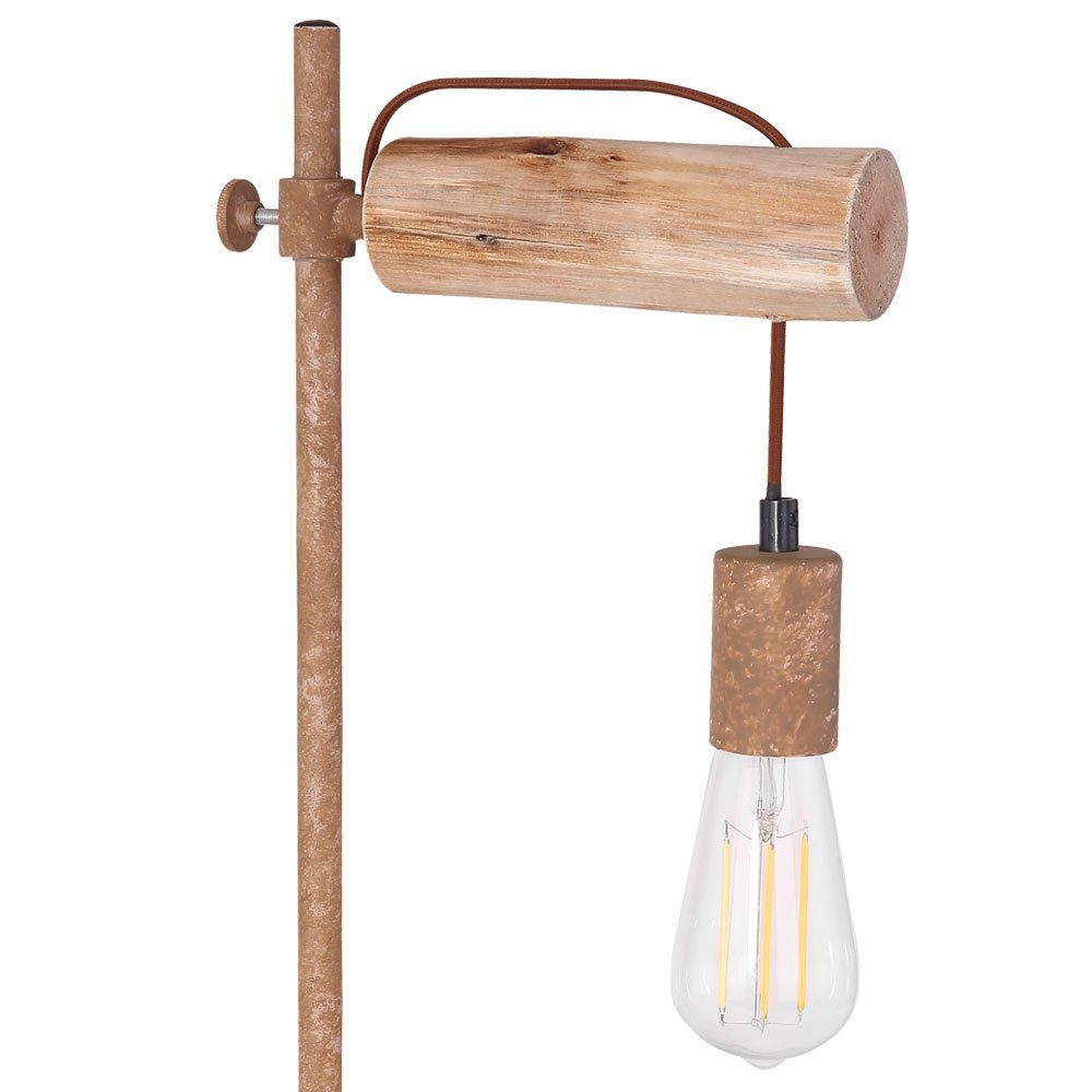 Holz inklusive, rostfarben Tischleuchte, Leuchtmittel Tischlampe LED Nachttischleuchten nicht etc-shop Wohnzimmer