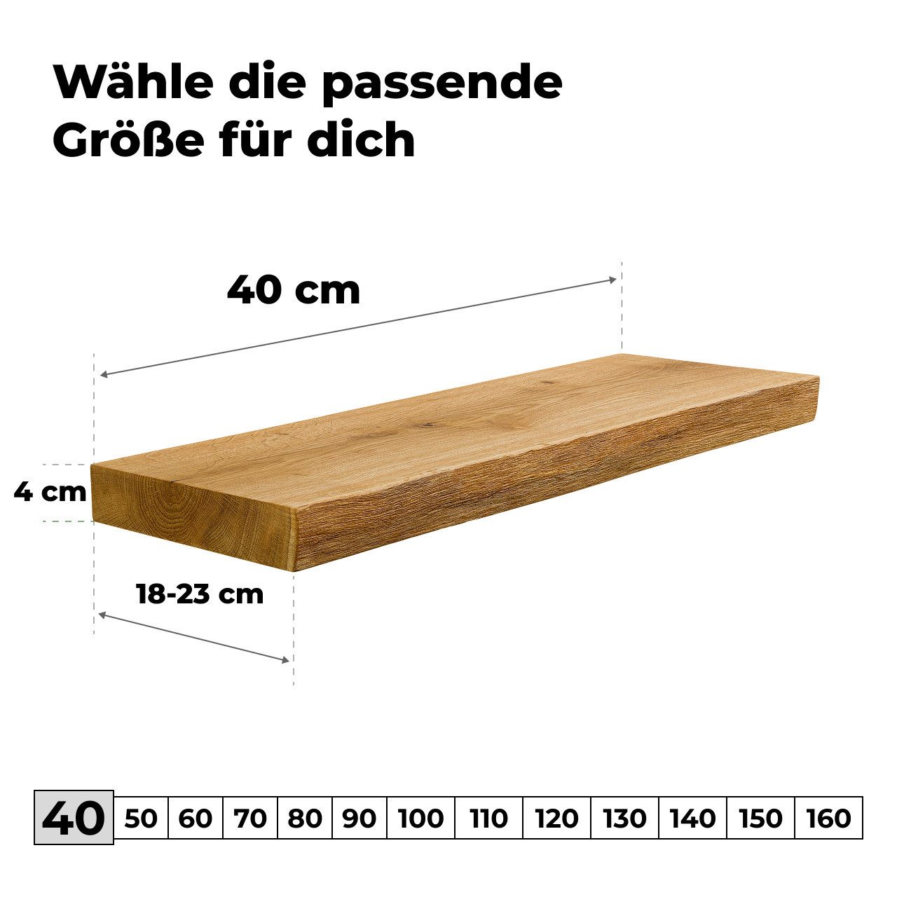 tømmermann Wandregal Schweberegal Holzregal mit Baumkante - Hängeregal aus günstig online kaufen