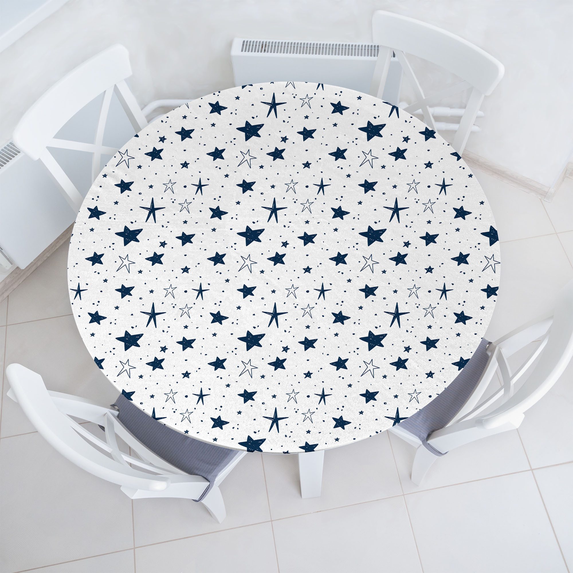 Abakuhaus Tischdecke Rundum-elastische Stofftischdecke, Gekritzel Sternen Little Spots Sketchy