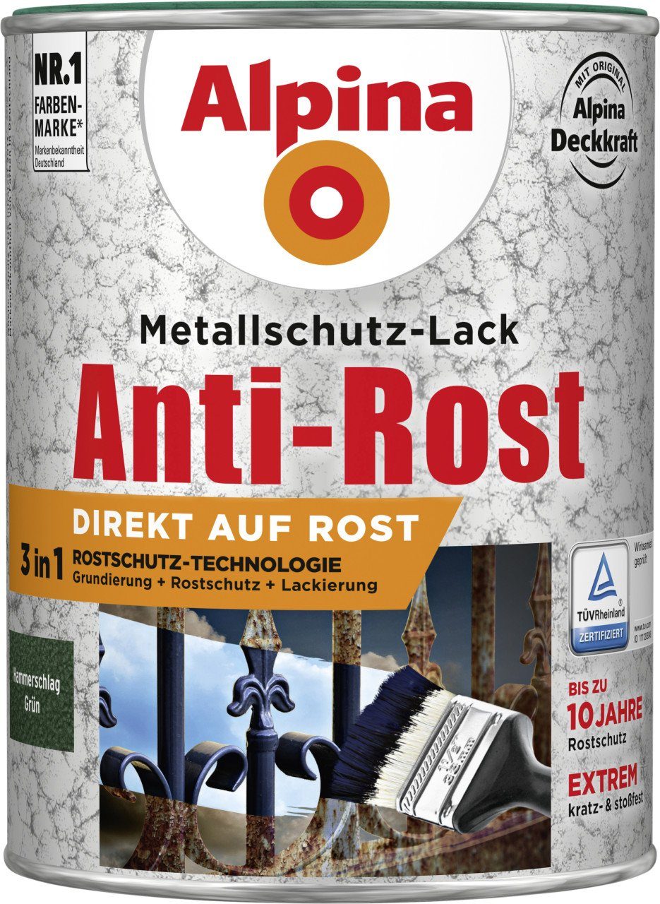 Alpina Metallschutzlack Alpina Metallschutz-Lack Hammerschlag 2,5 L grün