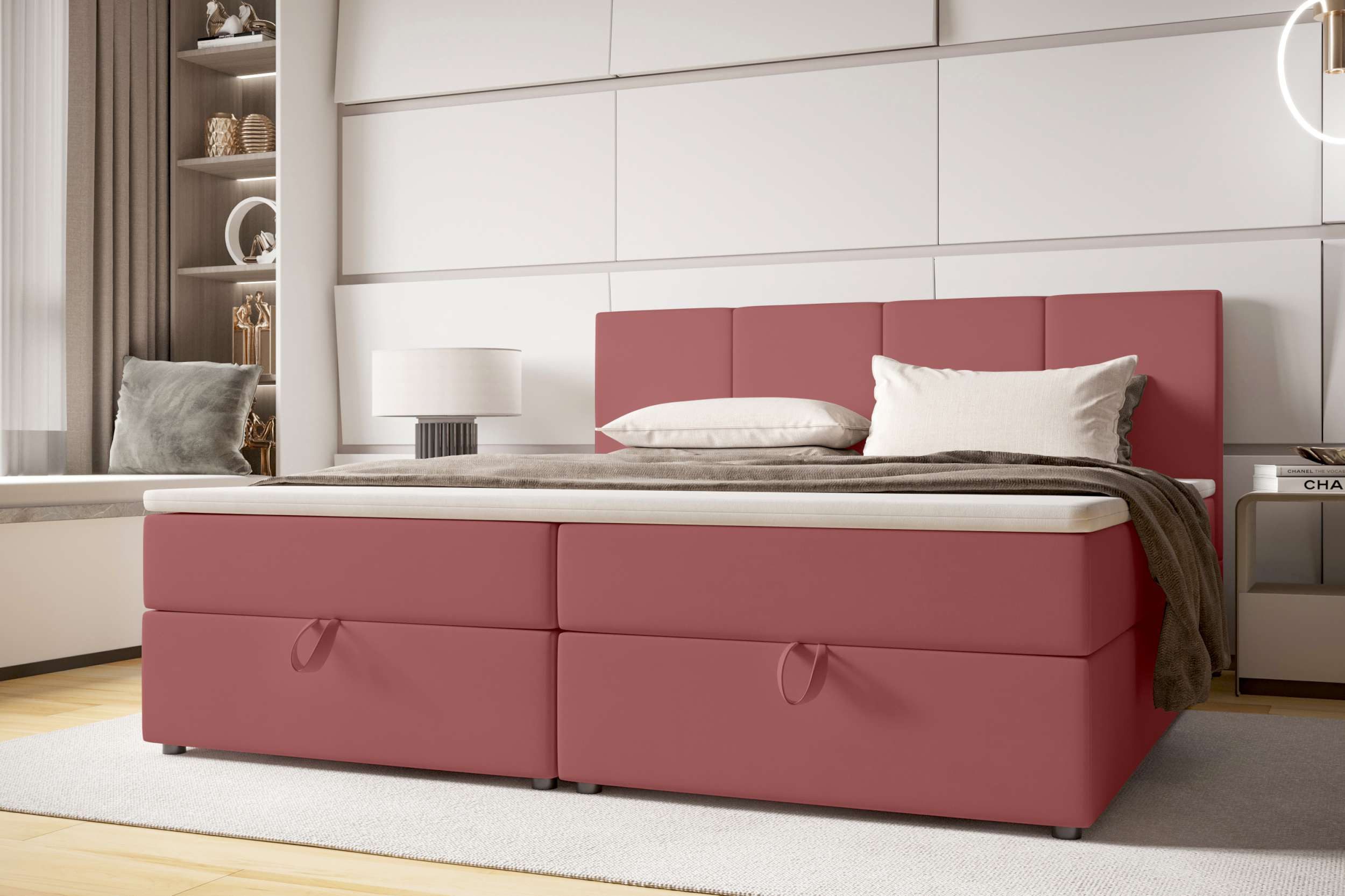 99rooms Boxspringbett Alvaro (Schlafzimmerbett, Bett), 140/160/180x 200 cm, mit Topper, Bonellfederkern, Kopfteil gepolstert