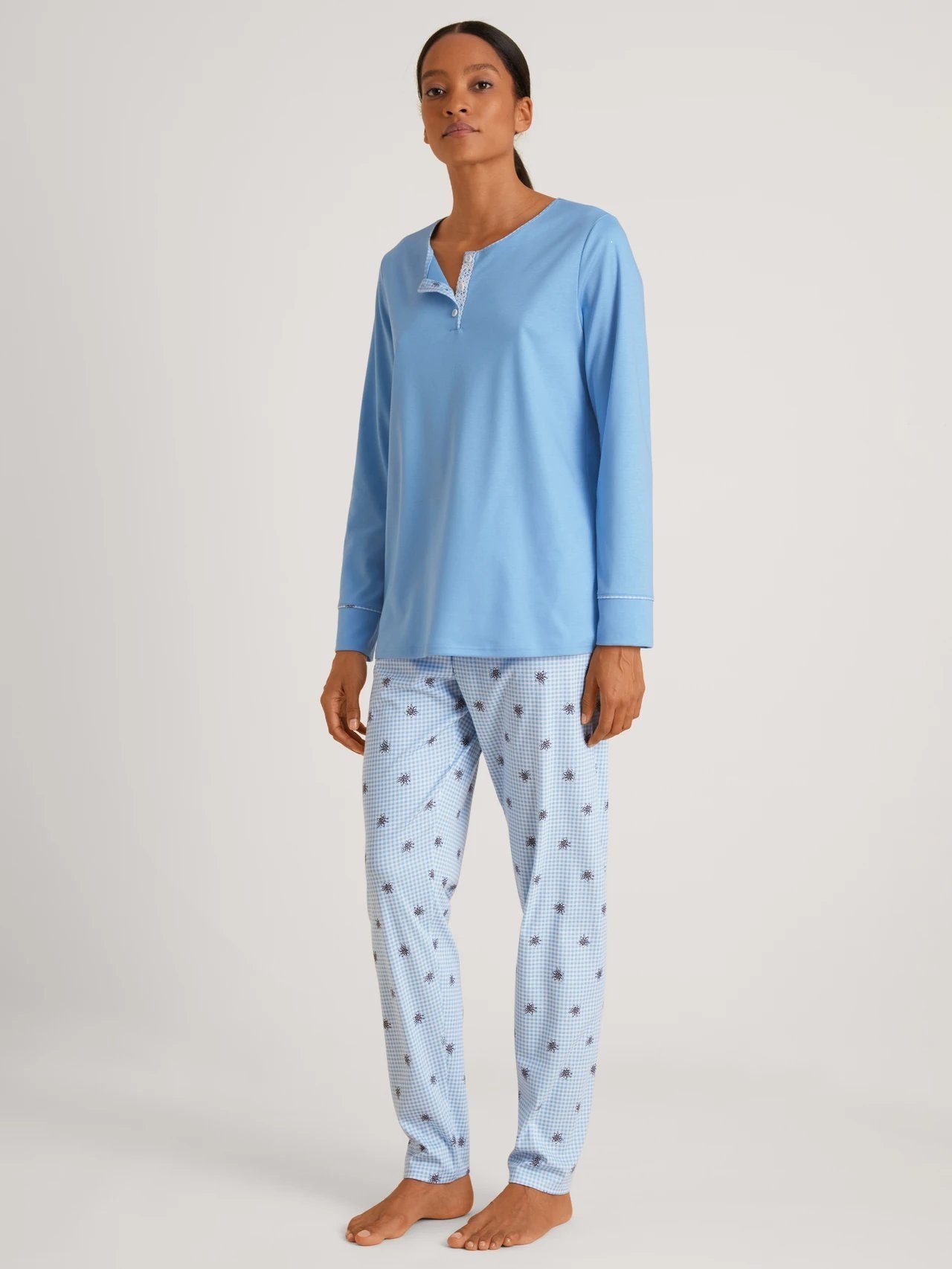 CALIDA Pyjama Calida Damen Pyjama 44553 placid blue (1 Stück, 1 tlg., 1 Stück)
