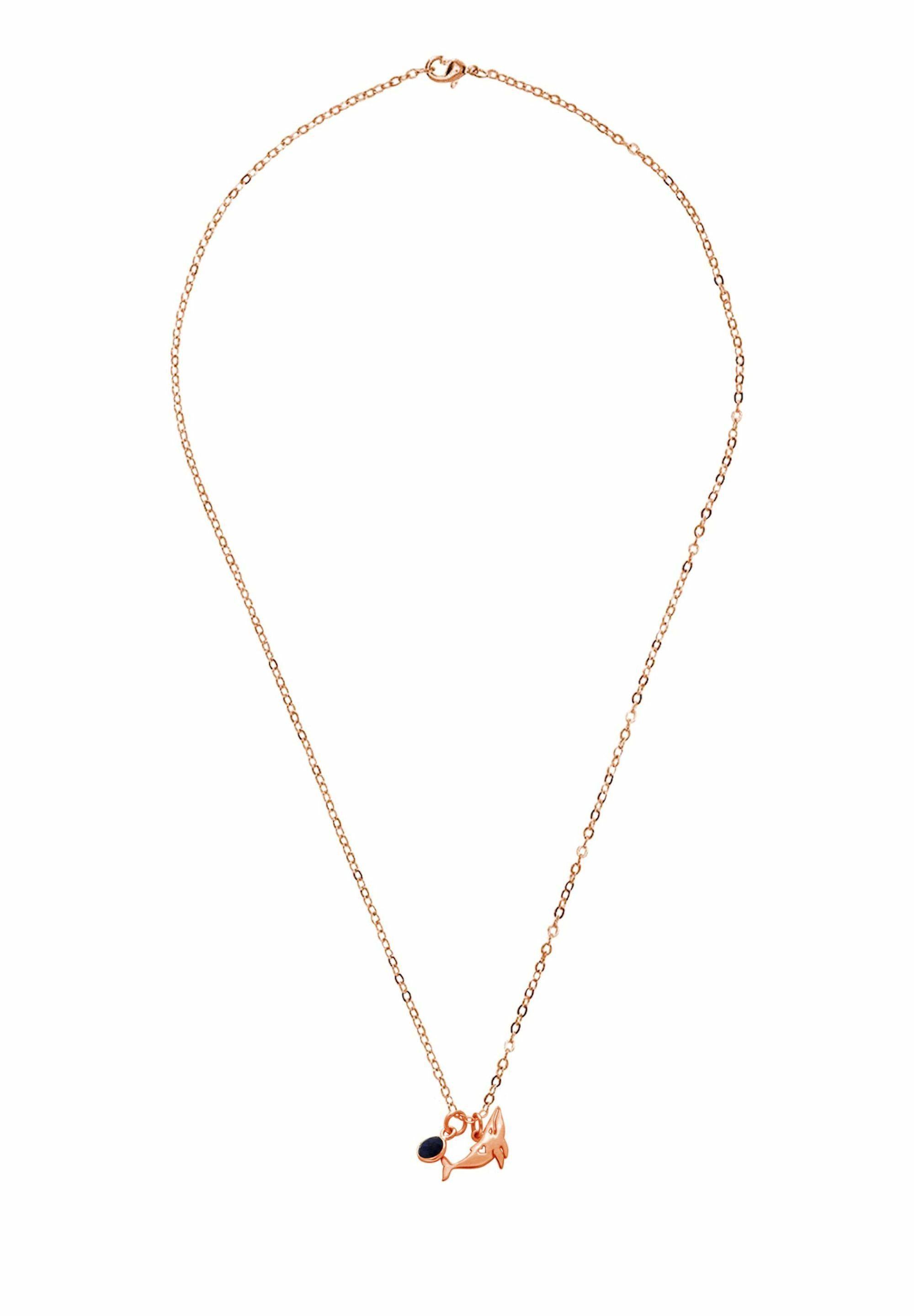 Gemshine Kette mit Anhänger Maritim Nautics Wal Saphir rose gold coloured | Halsketten