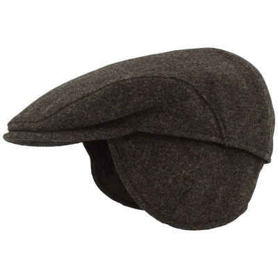 Breiter Schiebermütze Flatcap aus reiner Wolle mit Ohrenklappen