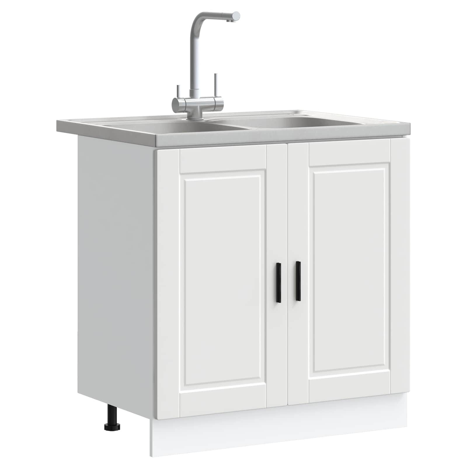vidaXL Badezimmerspiegelschrank Waschbecken-Unterschrank Porto 2 stk. Weiß 80 x 46 x 81.5 cm (2-St)