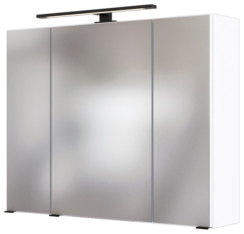 HELD MÖBEL Spiegelschrank Luena Breite 80 cm, mit 3D-Effekt, dank drei  Spiegeltüren, Steckdose frei positionierbar