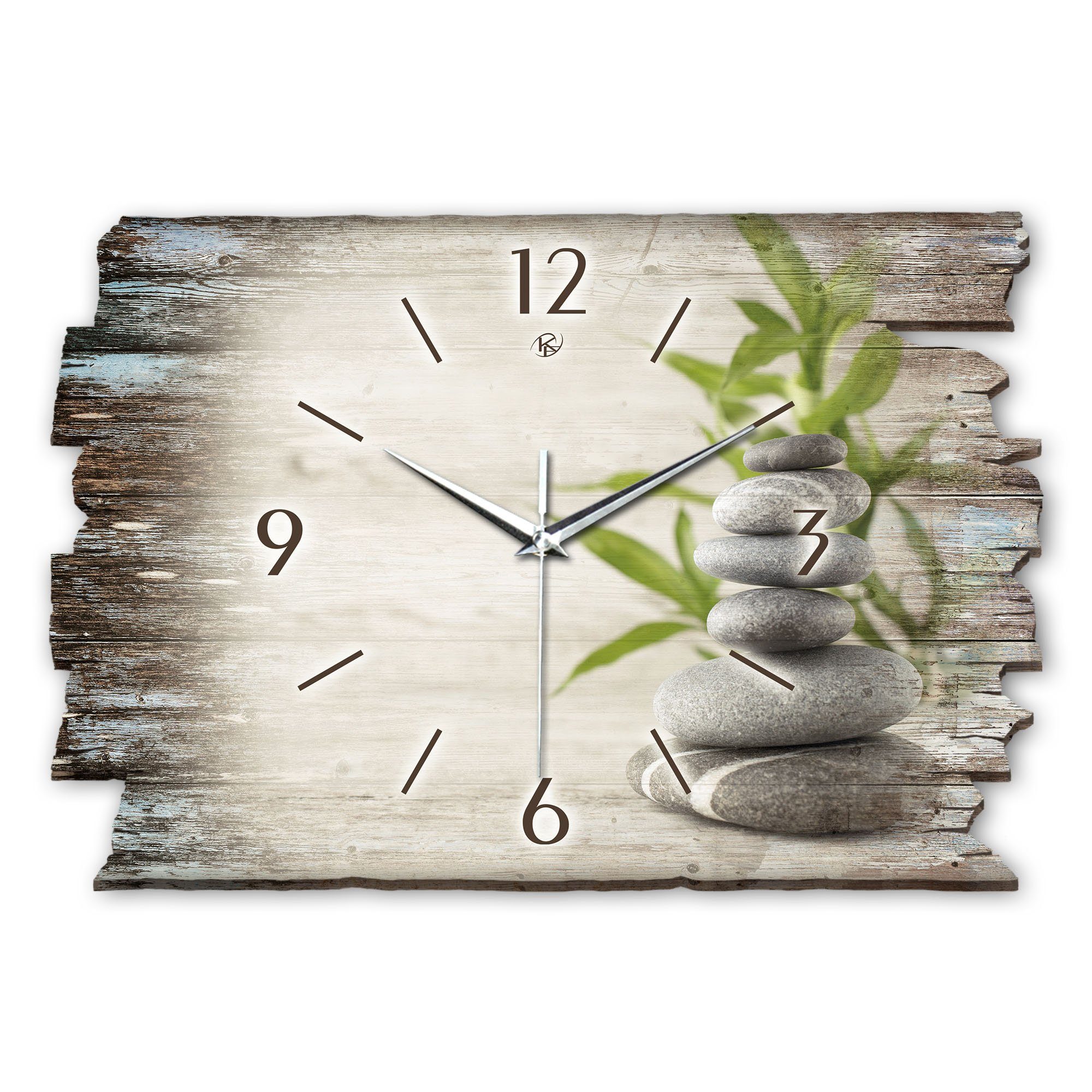 Kreative Feder Wanduhr Design-Wanduhr „Bambus“ aus Holz im Shabby Style Des günstig online kaufen