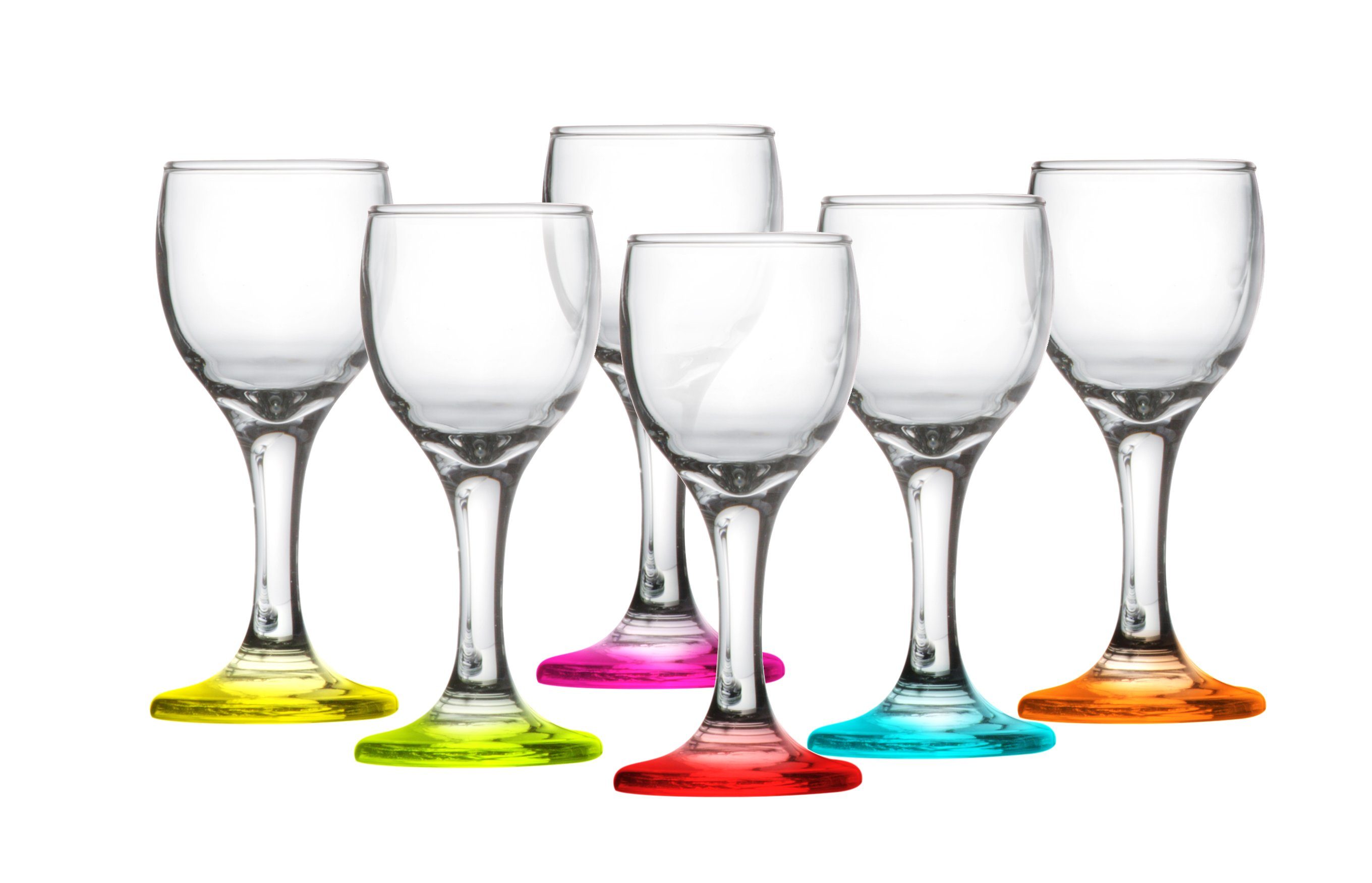 Sendez Likörglas 6 bunte Likörgläser Schnapsgläser Tequilagläser Schnaps Shots Stamper, Glas
