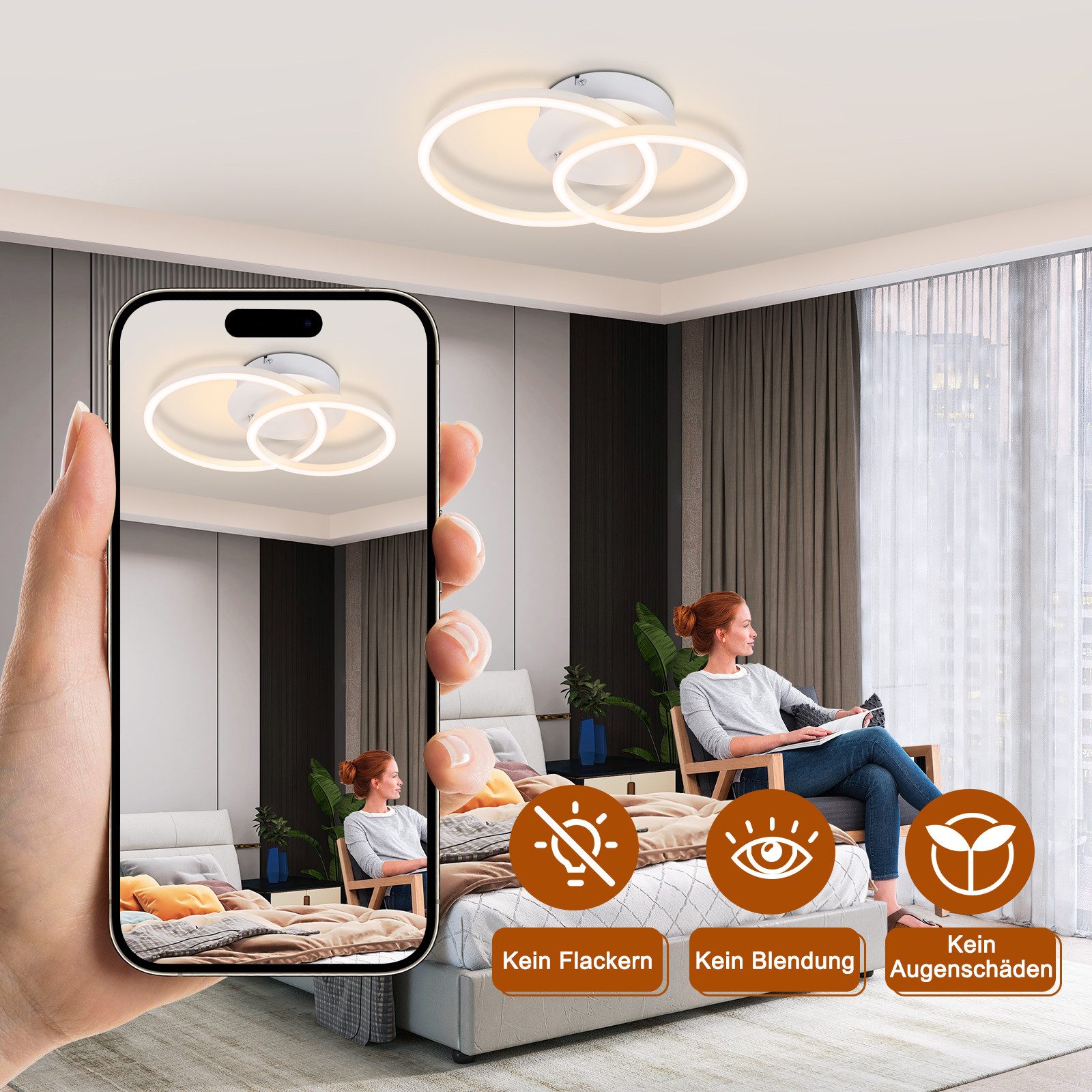 Nettlife LED Deckenleuchte Rund 2 Ringe günstig online kaufen