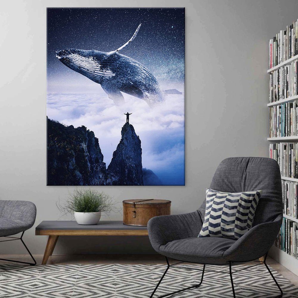 Wal im Himmelszelt DOTCOMCANVAS® von Leinwandbild, Wandbild ohne Modernes Rahmen