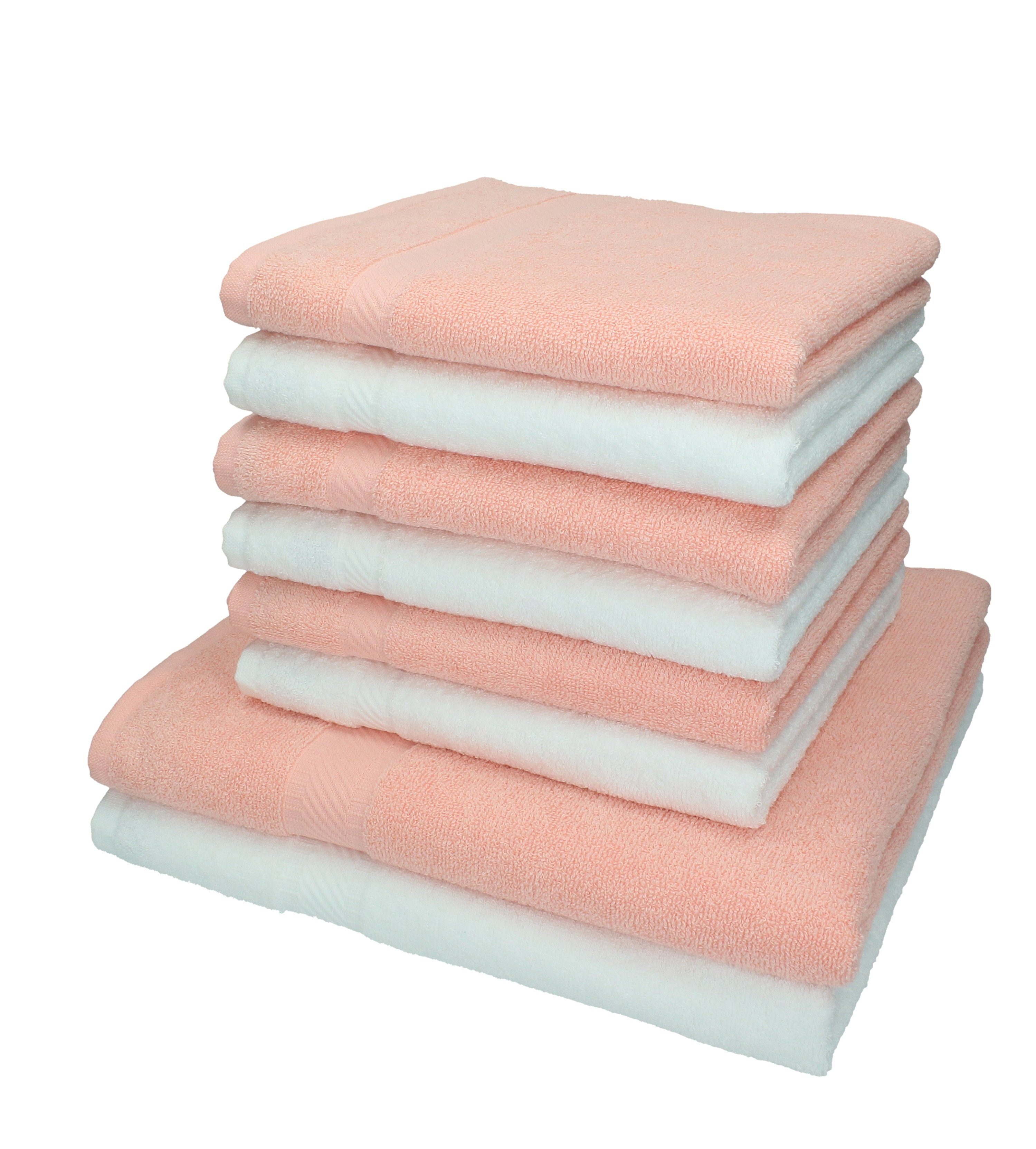 Betz Handtuch Set 8-tlg. Handtuch-Set Palermo Farbe weiß und apricot, 100% Baumwolle | Handtuch-Sets