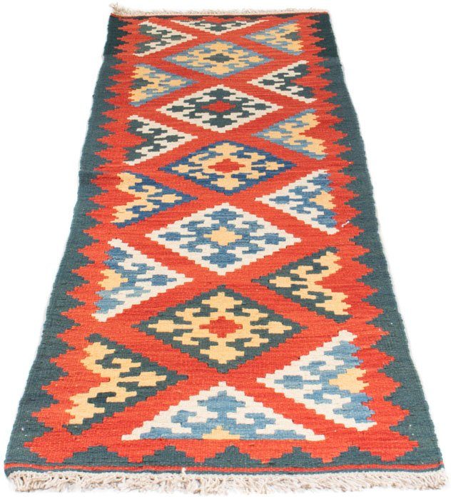 Wollteppich Kelim - Oriental - 207 x 62 cm - dunkelrot, morgenland, rechteckig, Höhe: 4 mm, Wohnzimmer, Einzelstück