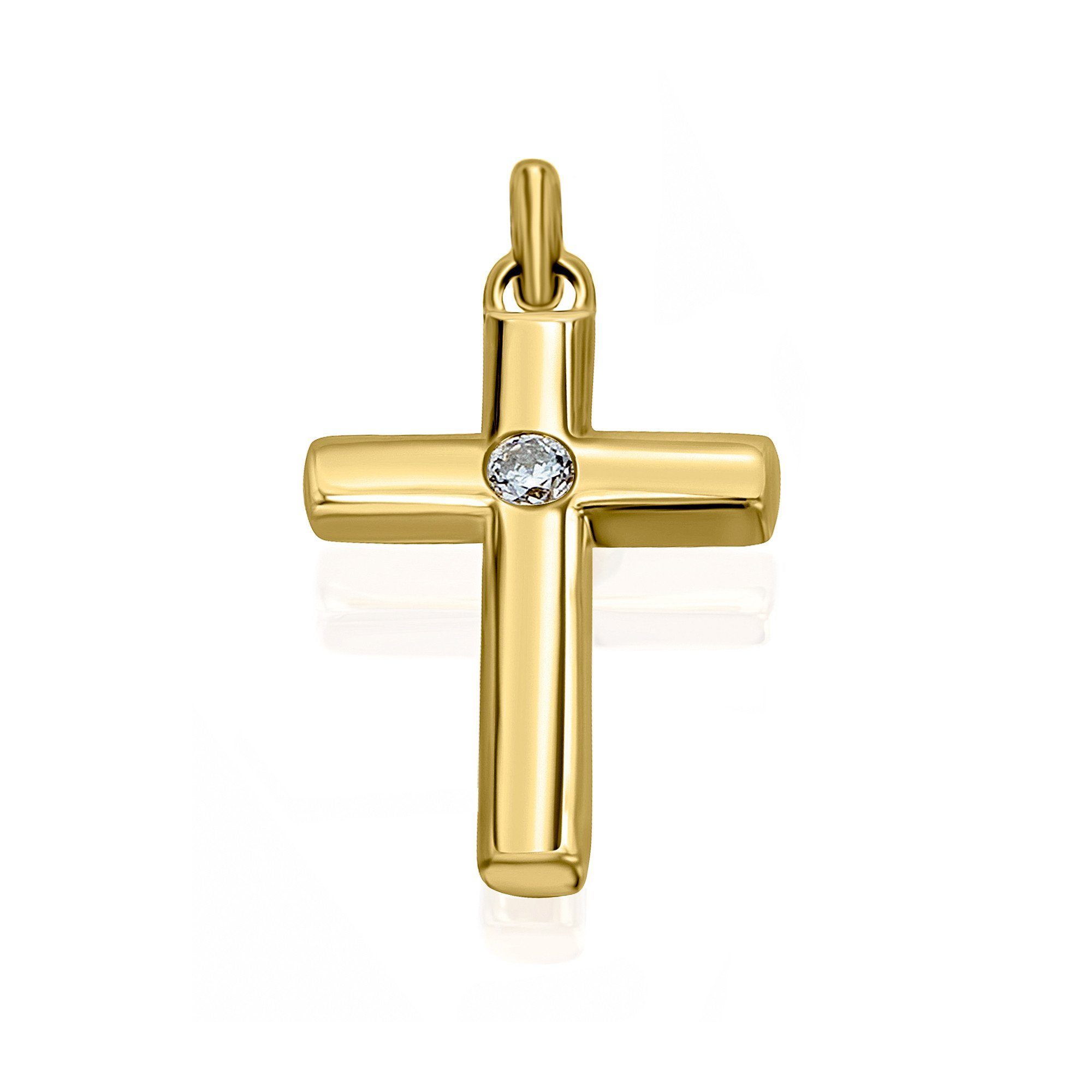 Gelbgold, Anhänger Kettenanhänger Schmuck ELEMENT Brillant ONE 585 ct Gold 0,03 Damen Diamant aus