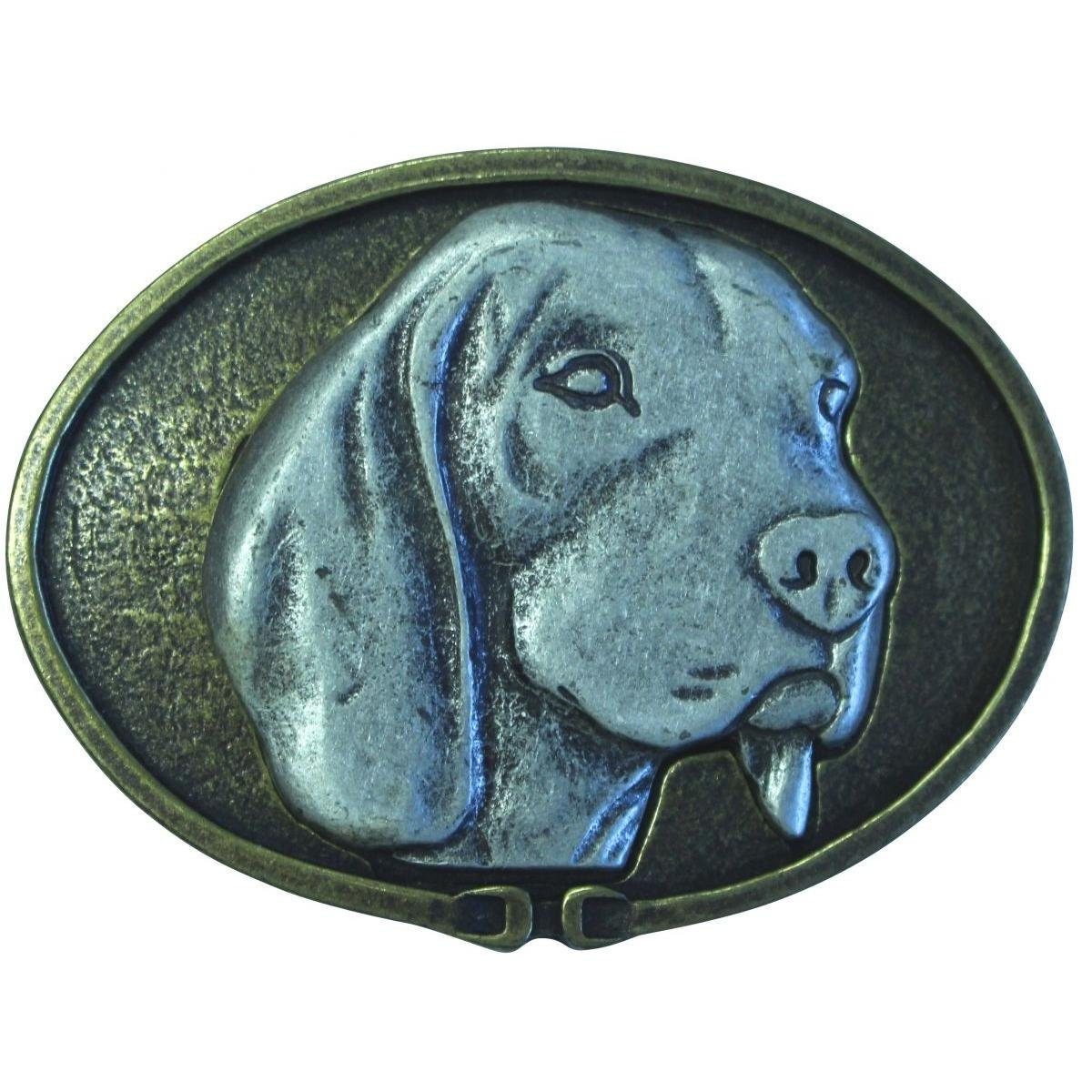 BELTINGER Gürtelschnalle Weimaraner 4,0 cm - Buckle Gürtelschließe 40mm - für Jagd-Outfit und H